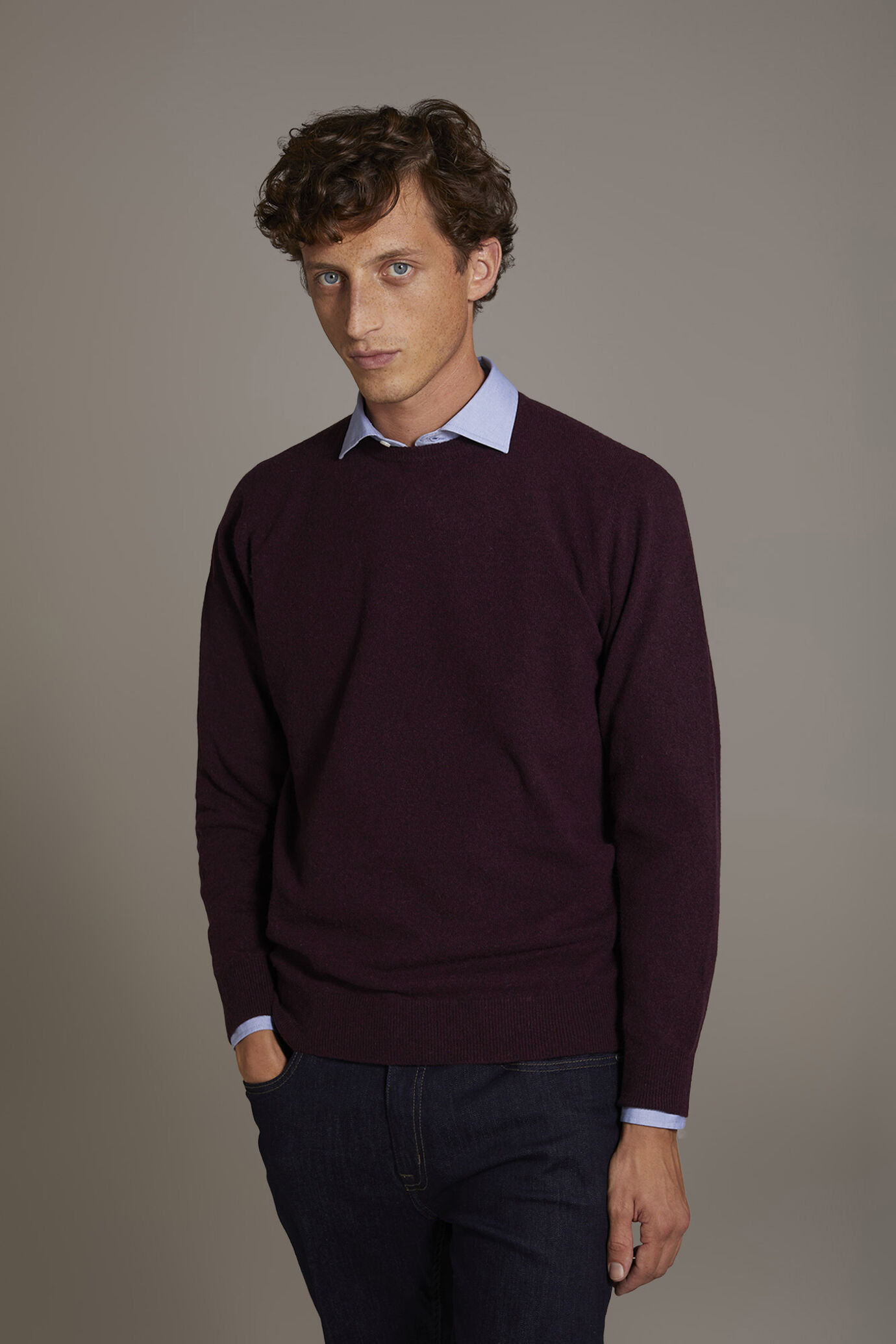 Maglia girocollo in misto lana lambswool image number 1