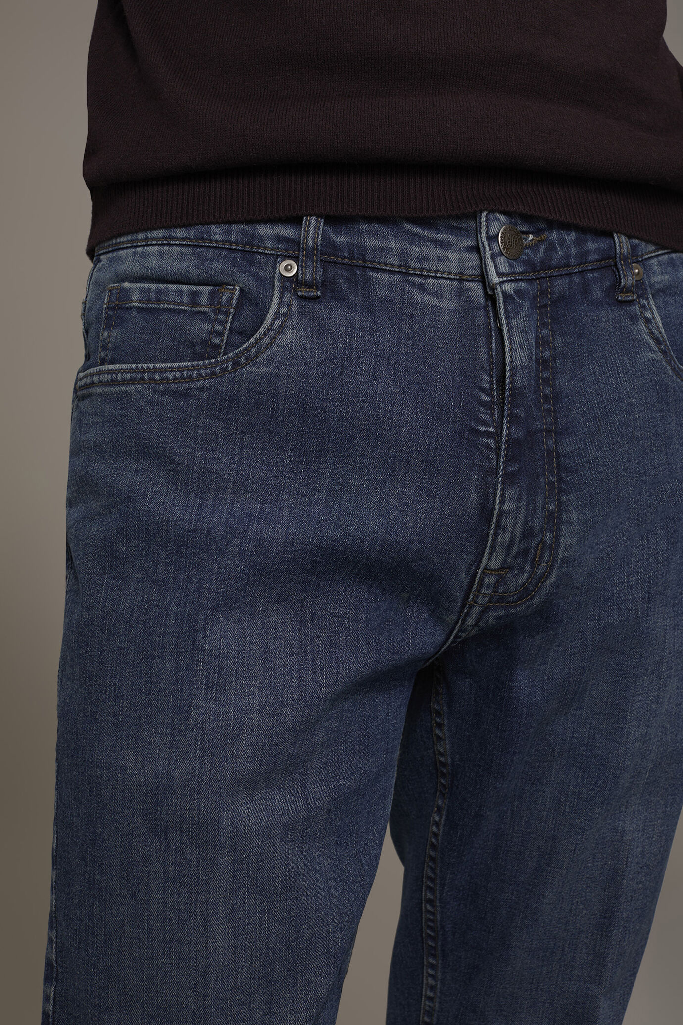 Regular fit denim 5 pockets trousers in denim fabric image number 4