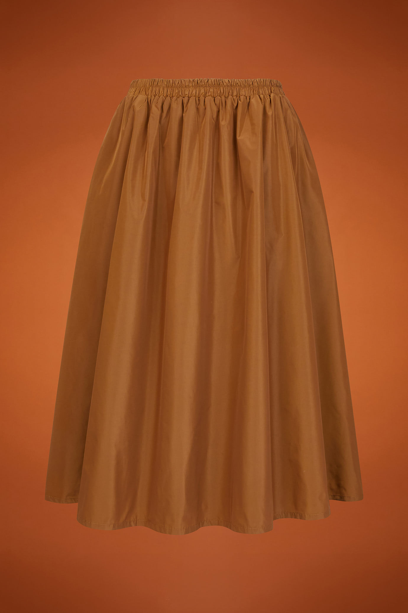Jupe longue ballon pour femme en taffetas uni avec taille élastiquée, coupe classique image number 4