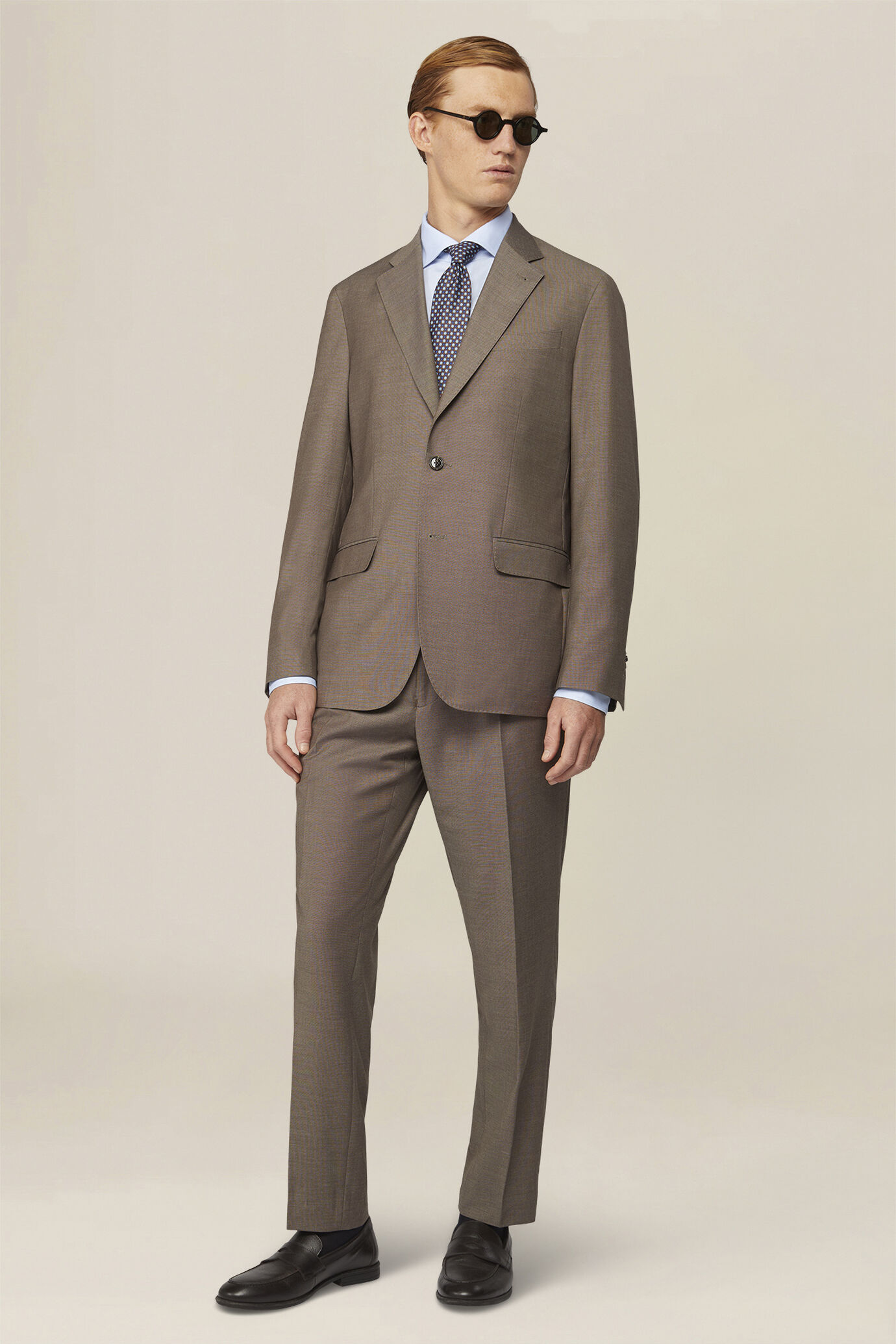 Men's single-breasted regular fit pheasant eye fabric suit image number 0