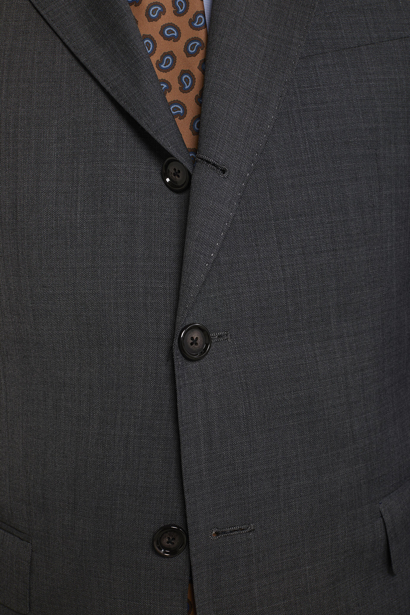 Men's single-breasted Wool Blend suit with regular fit grisaille design image number 4