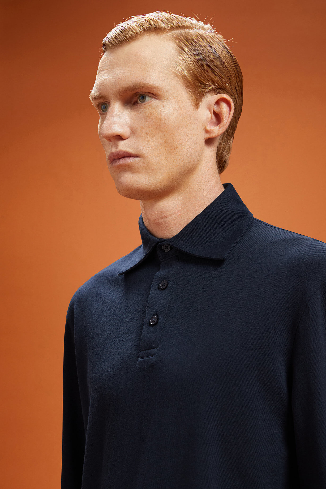 Polo camicia uomo manica lunga con collo classico 100% cotone regular fit image number 3