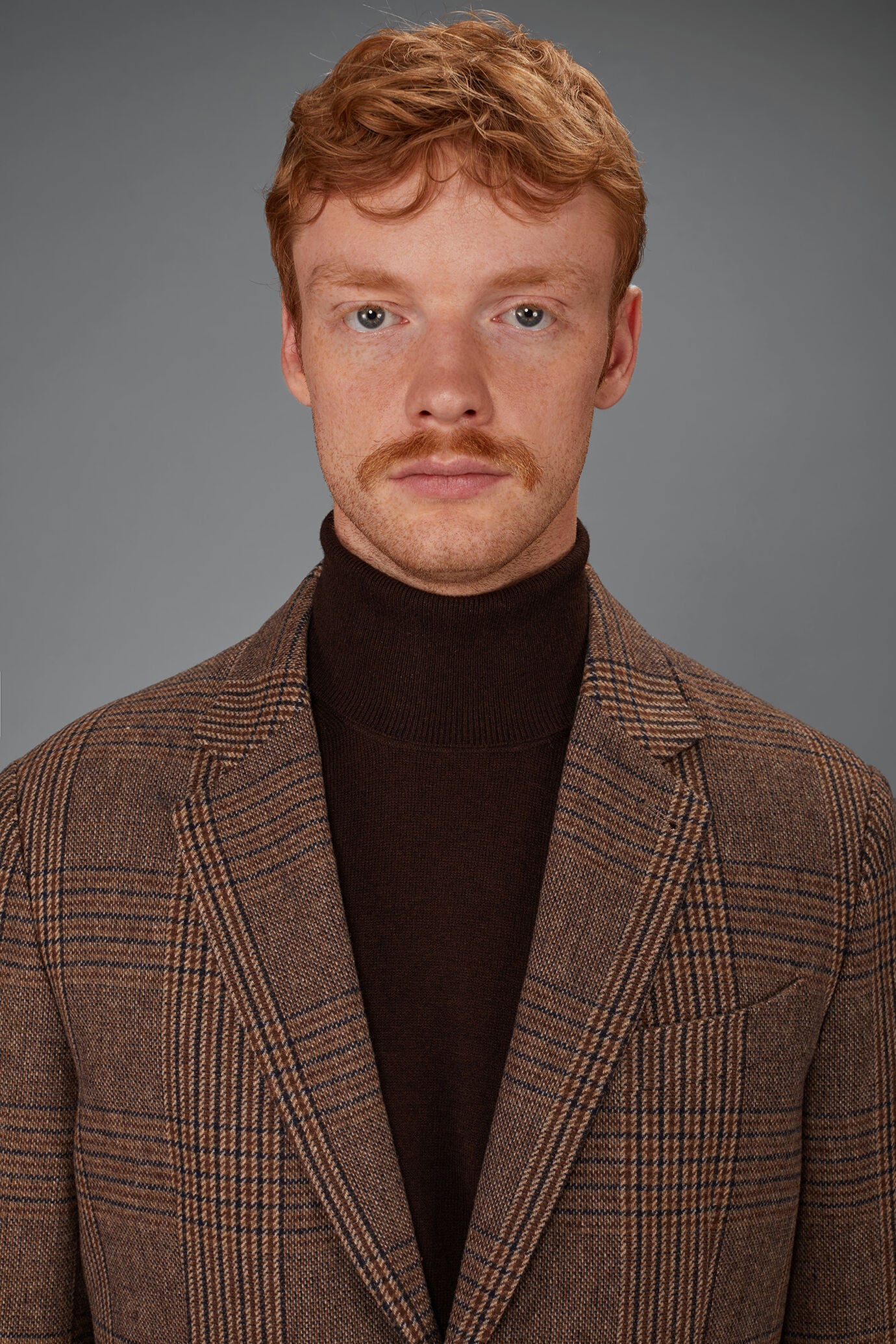 Halbgef&uuml;ttertes Einreihiges Herrenjackett aus Wollmischgewebe mit Glencheck-Muster image number 2