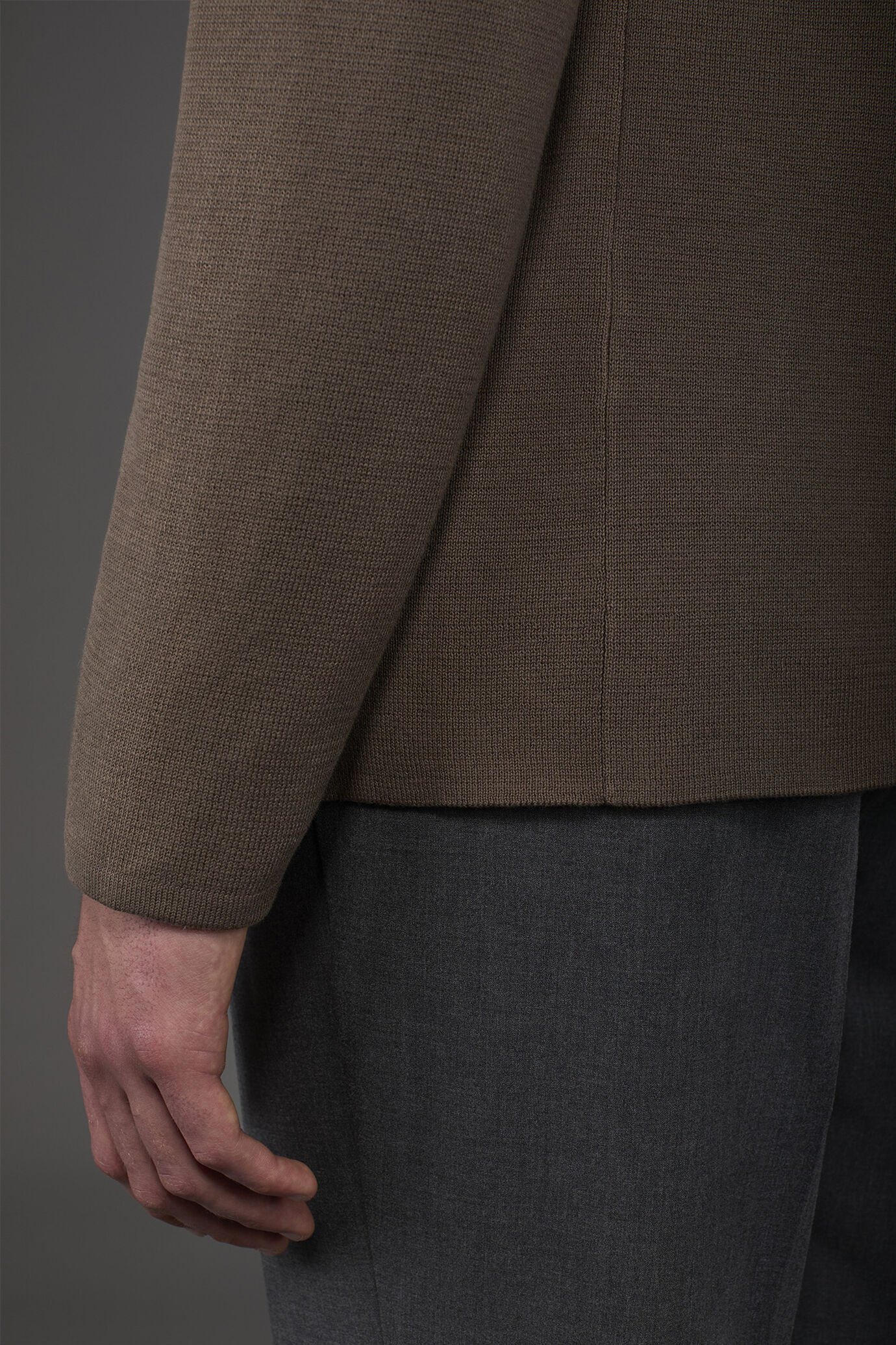 Men's cardigan with patch pockets, 100% cotton milano rib knit image number 3