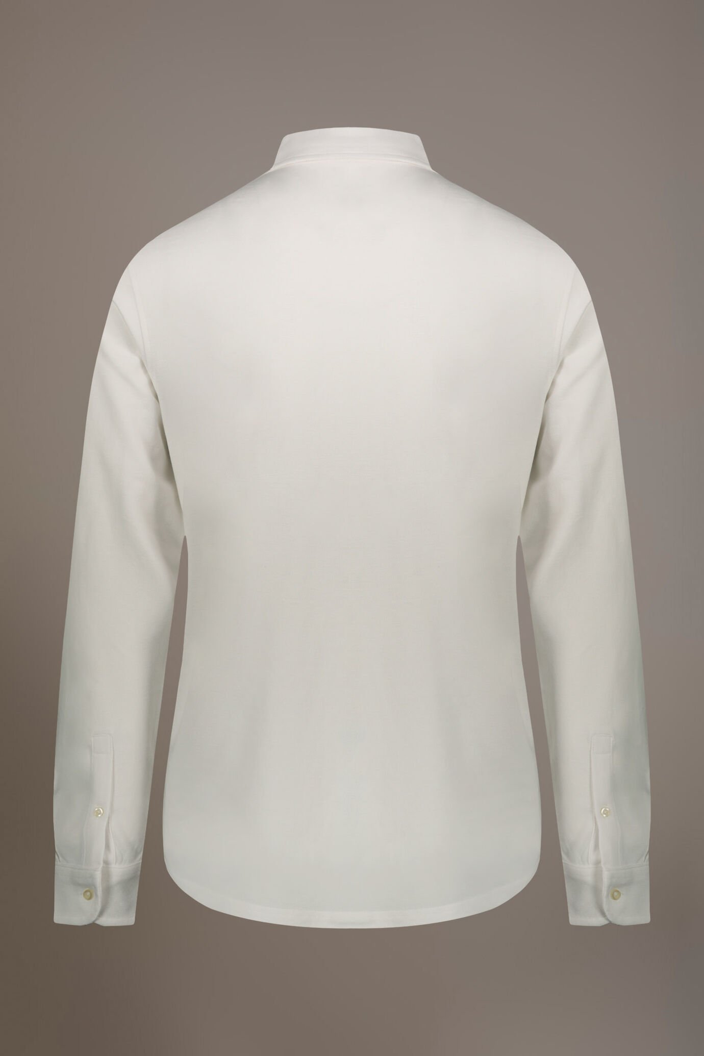 Polo camicia maniche lunghe 100% cotone piquet tinta unita image number 4