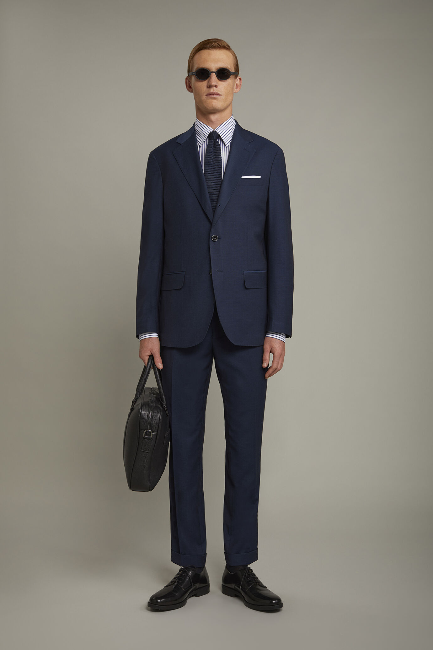 Men's single-breasted suit with regular fit bird's eye design image number 0