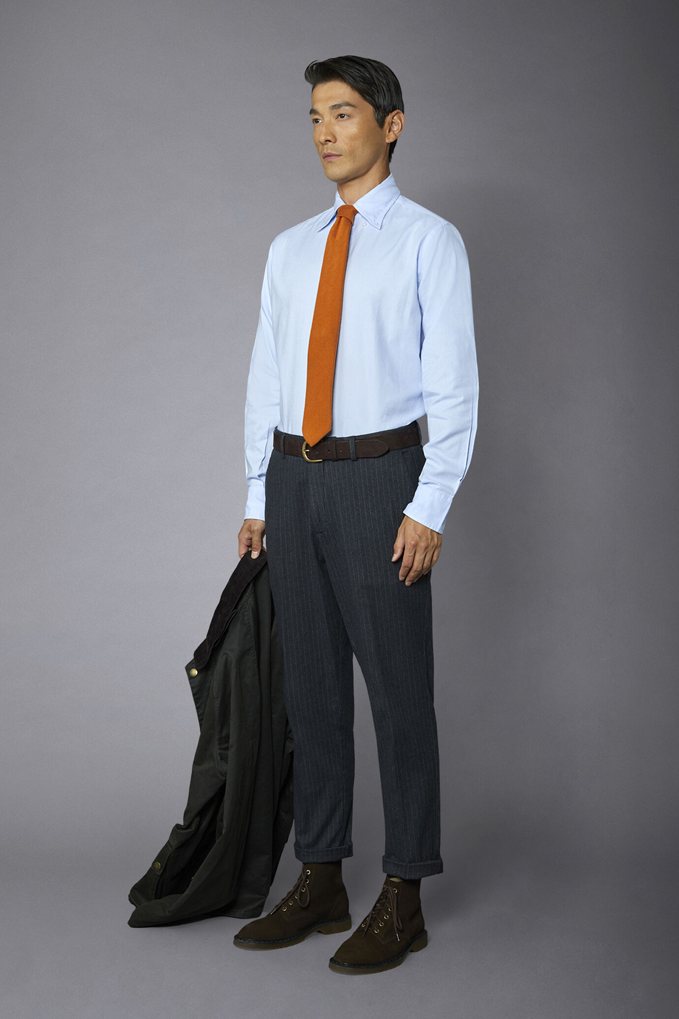 Classic washed genderless button-down comfort fit shirt oxford fabric image number 1