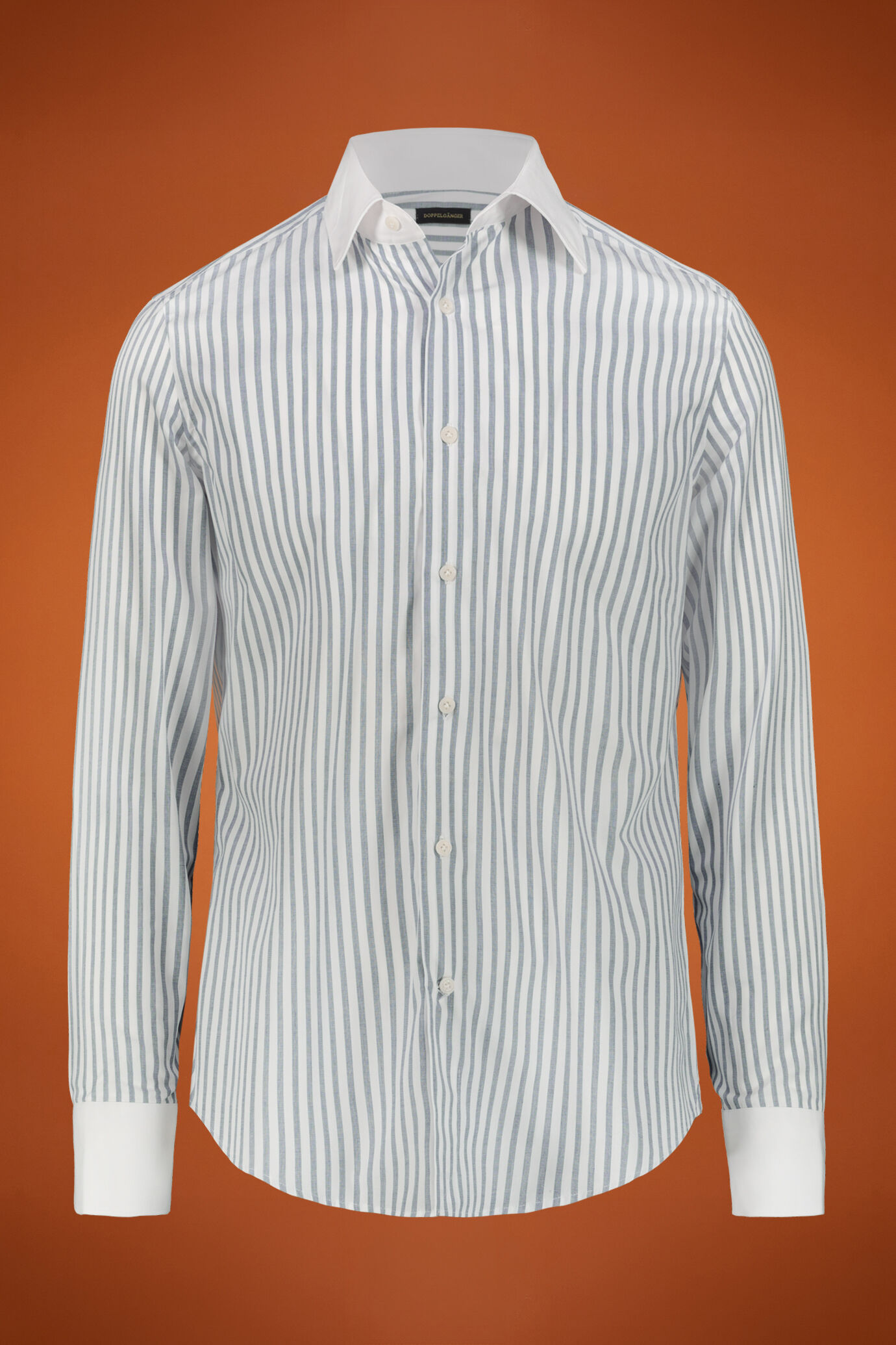 Camicia uomo collo classico 100% cotone tessuto tinto filo riga larga regular fit image number 0