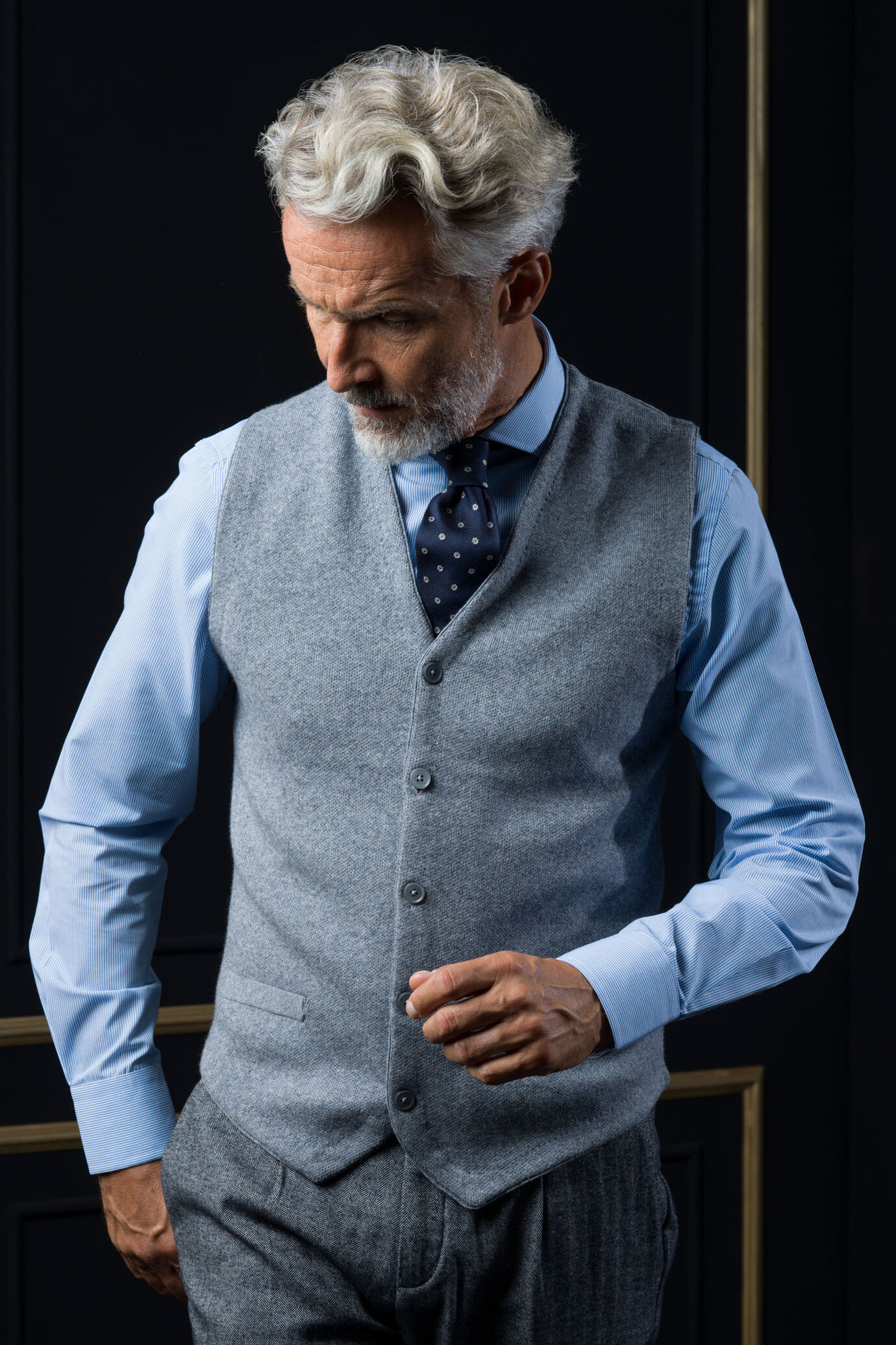 Gilet monopetto in maglia misto lana e cotone image number 0