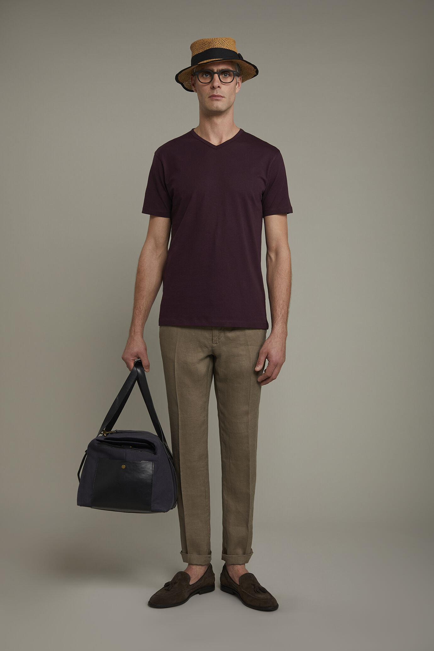 Pantalone chino 100% lino regular fit image number 0