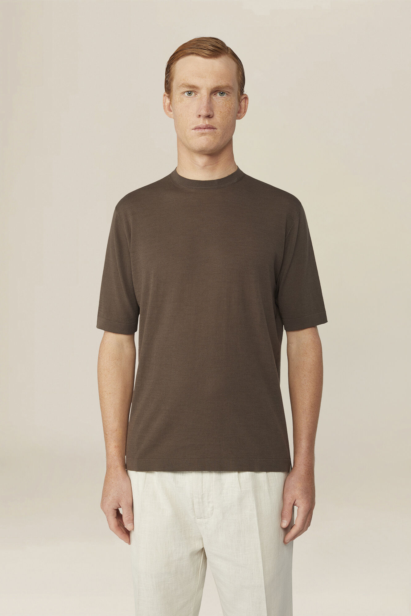 Men's knitted T-shirt in 100% cotton crepe | Doppelganger