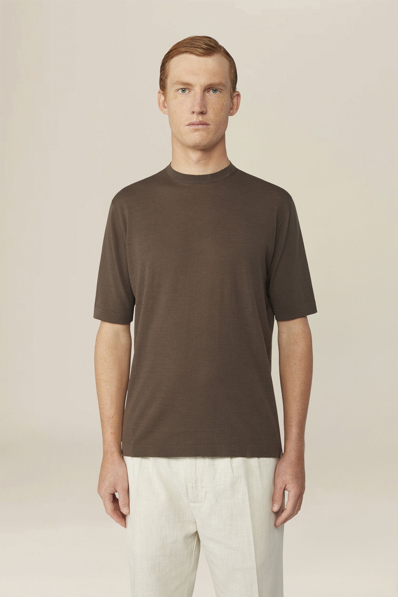 T-shirt uomo a maglia in 100% cotone crepe image number 0