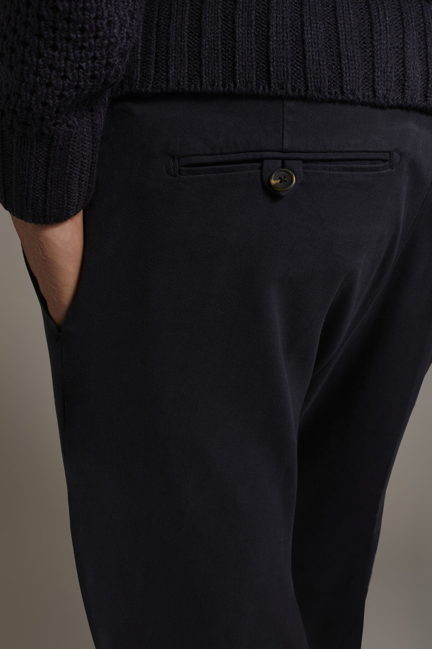 Classic regular fit herringbone fabric trousers image number 4
