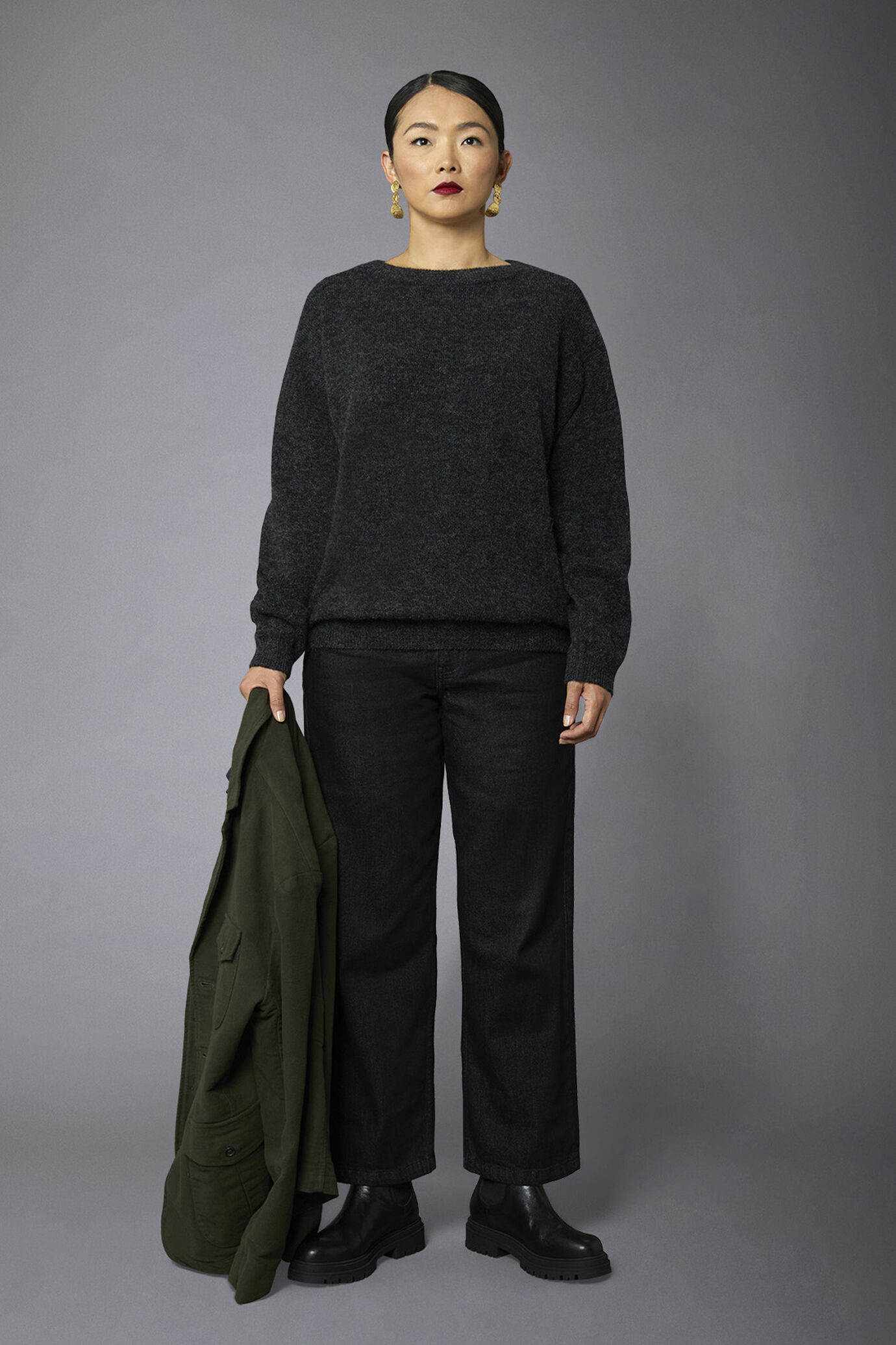 Women's crew neck mohair blend sweater