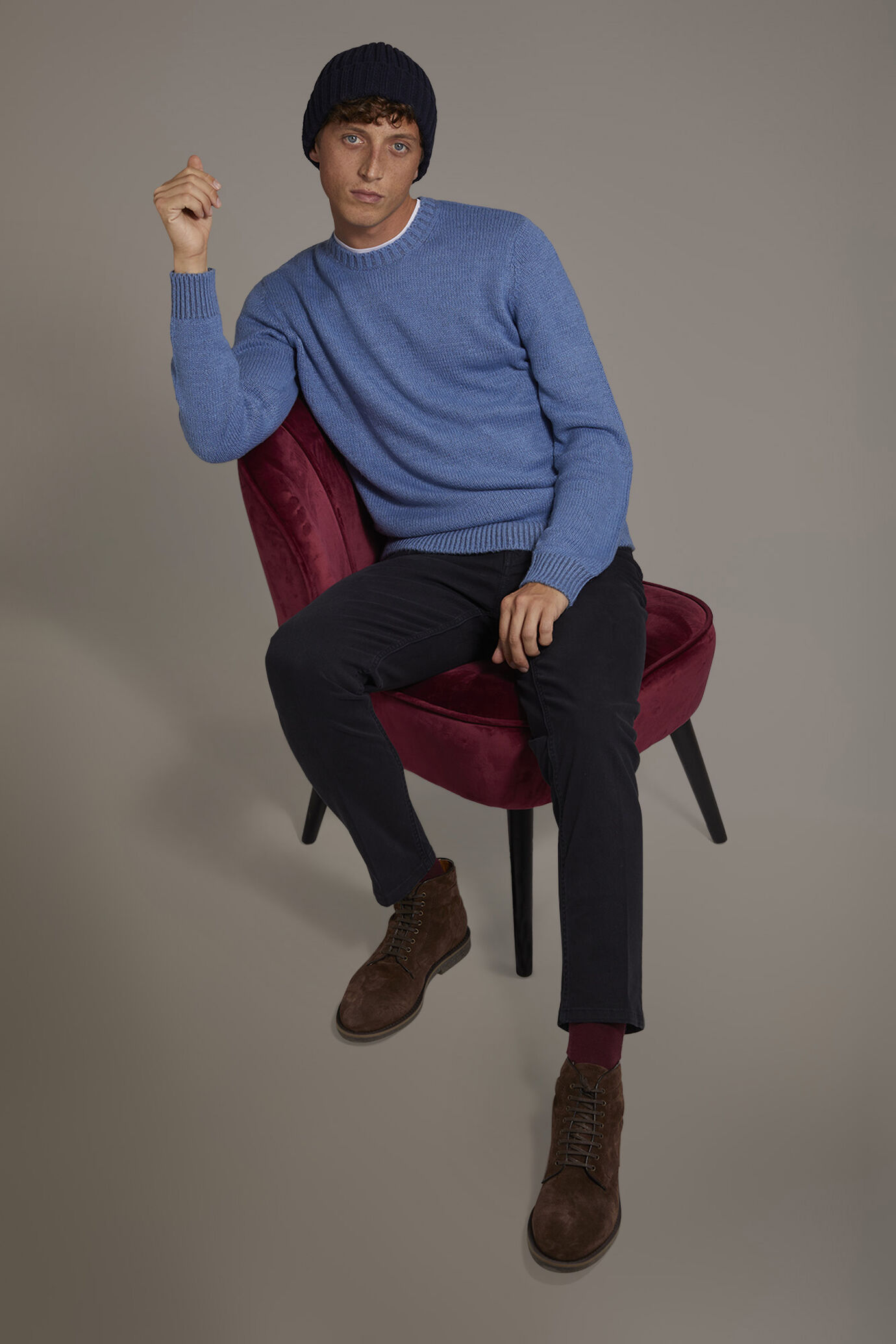 Regular fit 5 pockets trousers in bull twill fabric image number 0