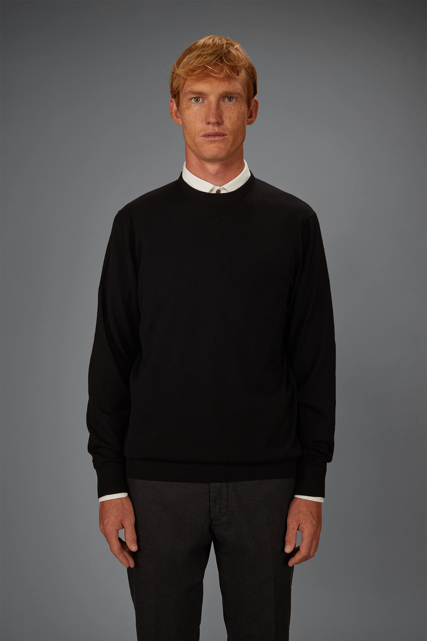 Maglia uomo girocollo in misto lana e cotone regular fit image number 1