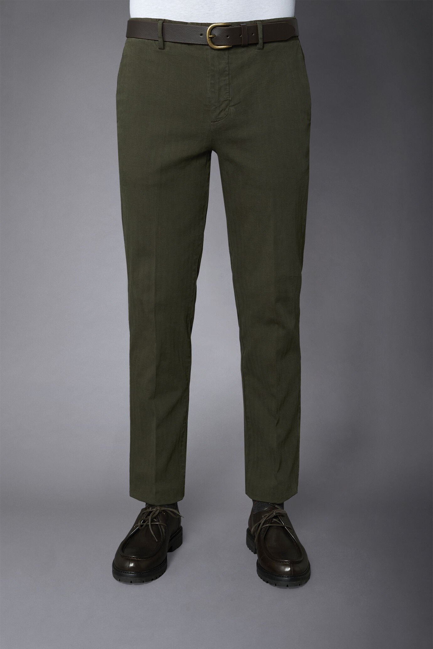 Men's classic pants regular fit herringbone fabric construction image number 3
