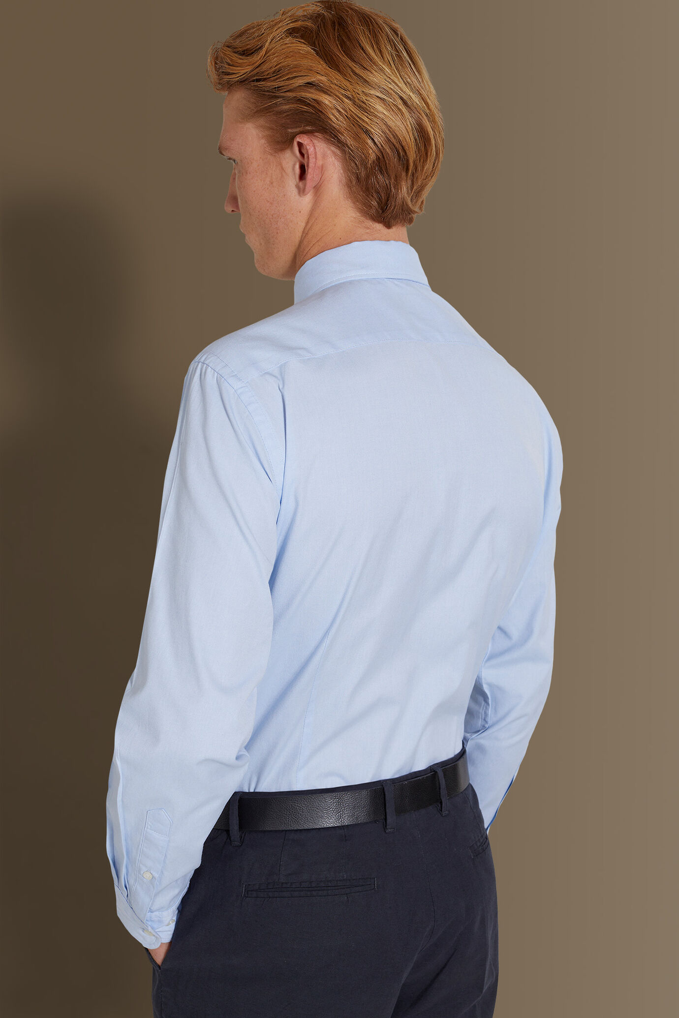 Camicia classica lavata uomo collo francese pin point image number 2