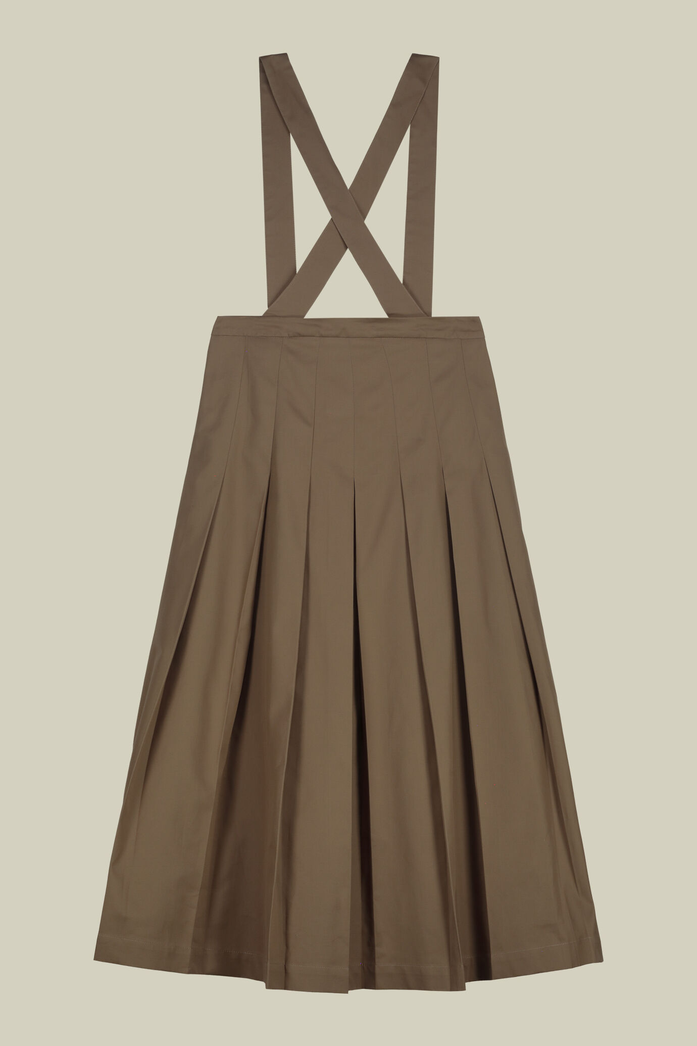 Long pleated skirt in linen and cotton blend with removable straps image number 4