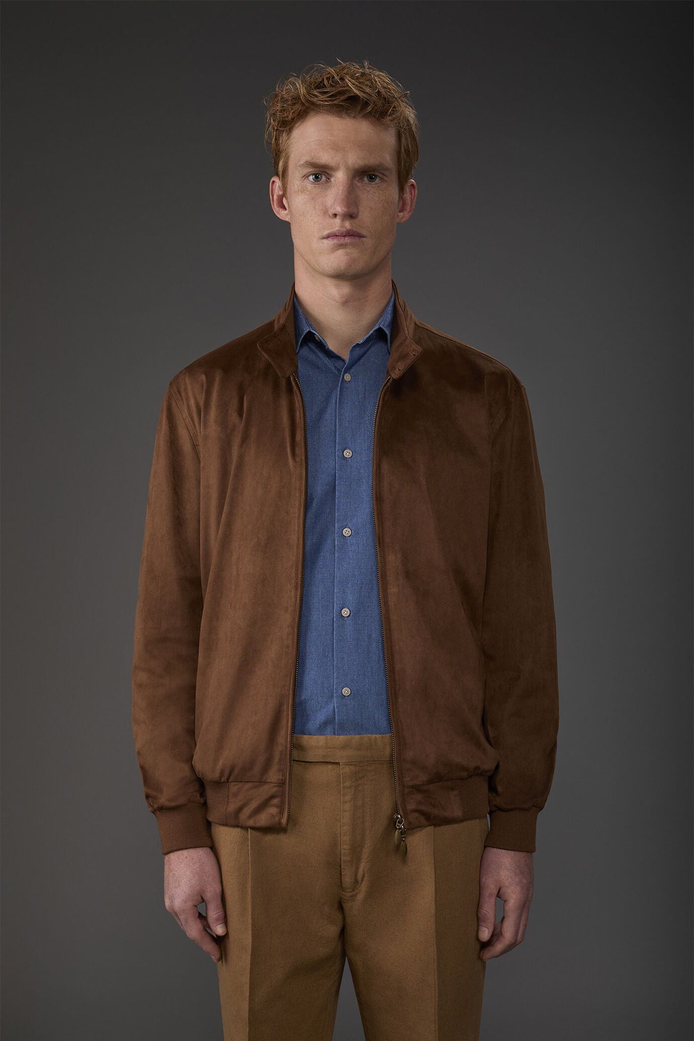 Herrington-Herrensakko aus Kunst-Veloursleder