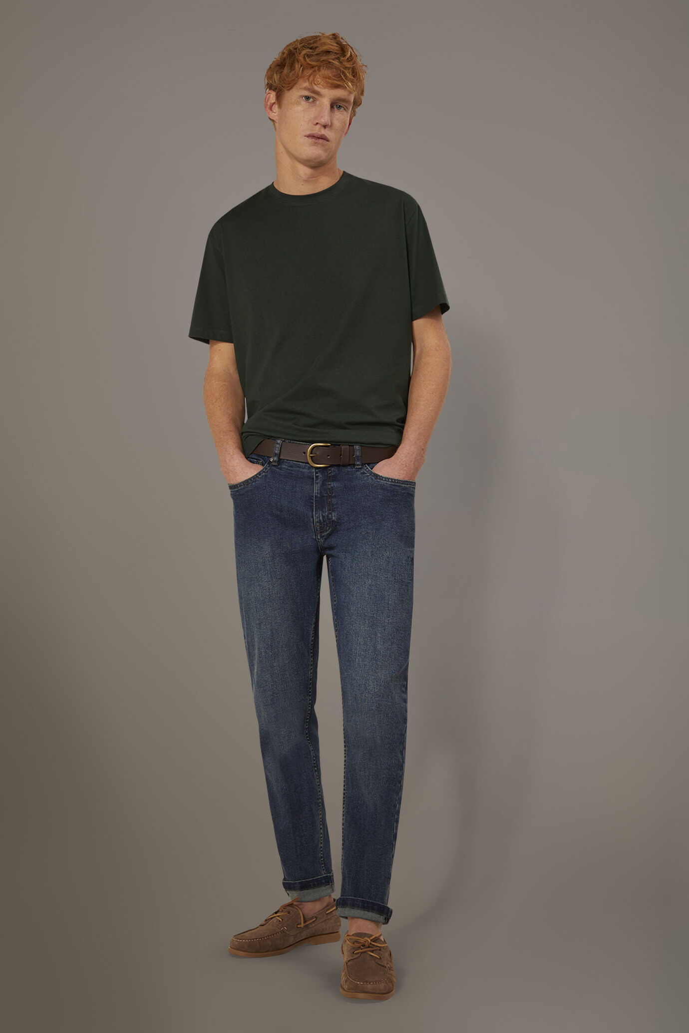 Jeans 5 pockets regular fit denim fabric image number 1