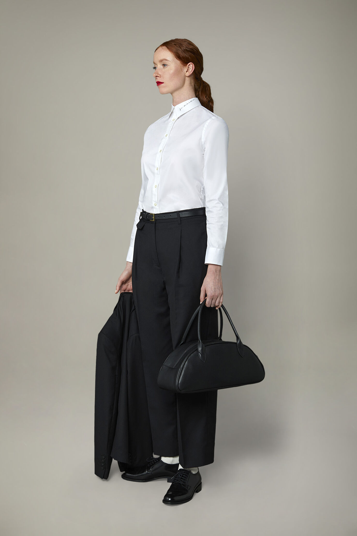 Women's stretch cotton shirt with collar print image number 1