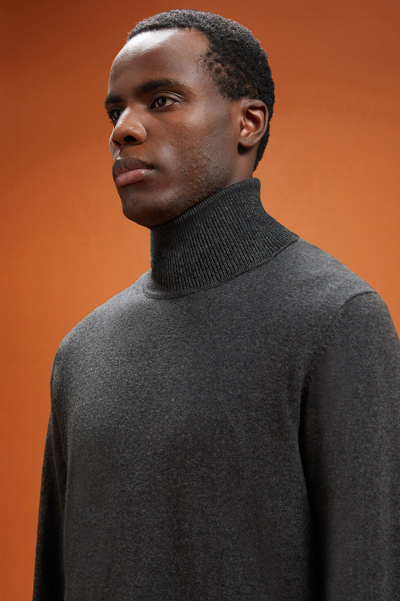 Men's regular fit turtleneck jumper in wool and cotton image number 3