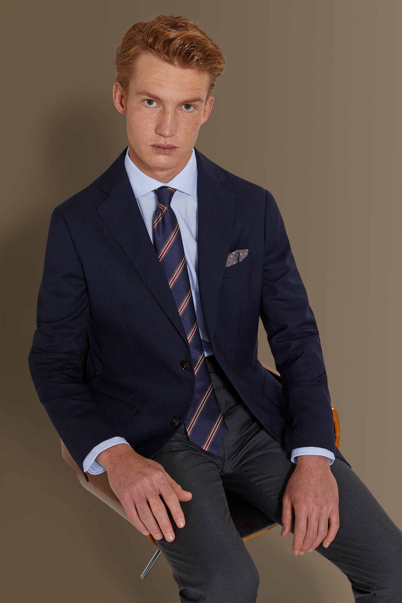 Single breasted dobby fabric jacket solid colour image number 0