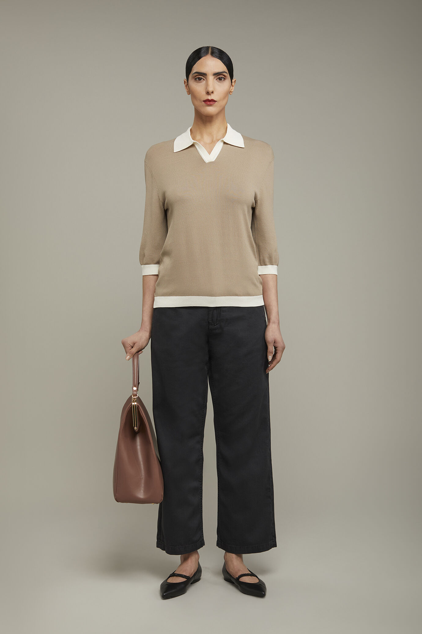 Damen-Poloshirt mit 3/4-Ärmeln in normaler Passform image number 0