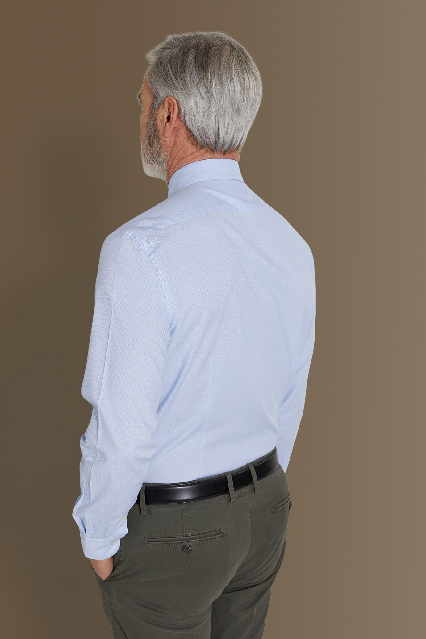 Camicia classica lavata uomo collo francese tinto filo armaturato image number 2