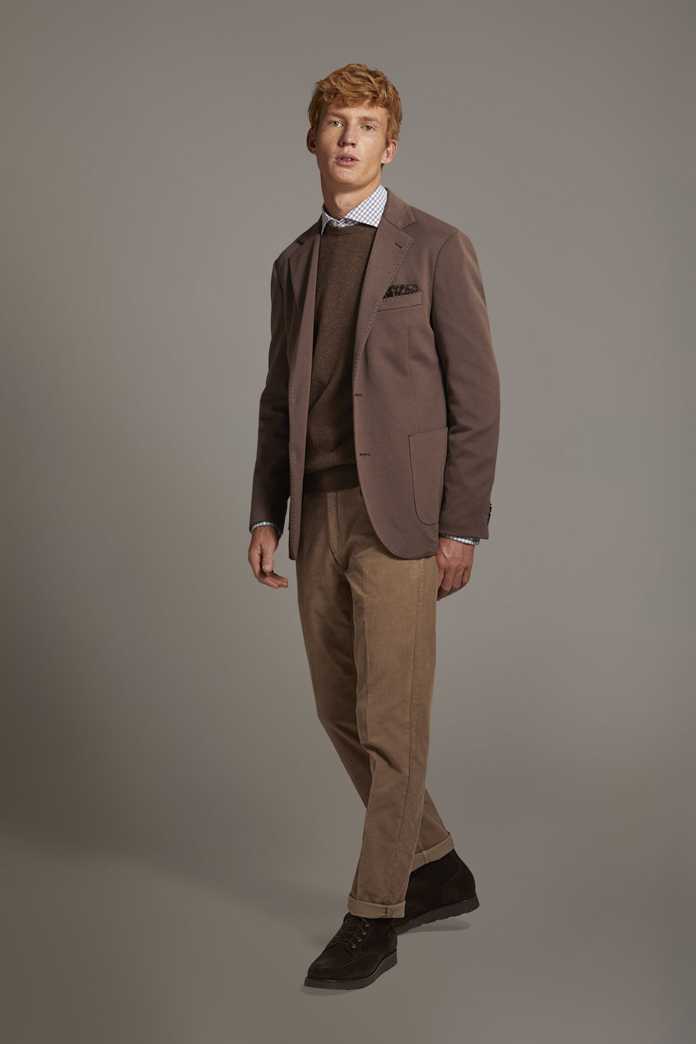 Giacca monopetto tessuto jersey misto cotone image number 1