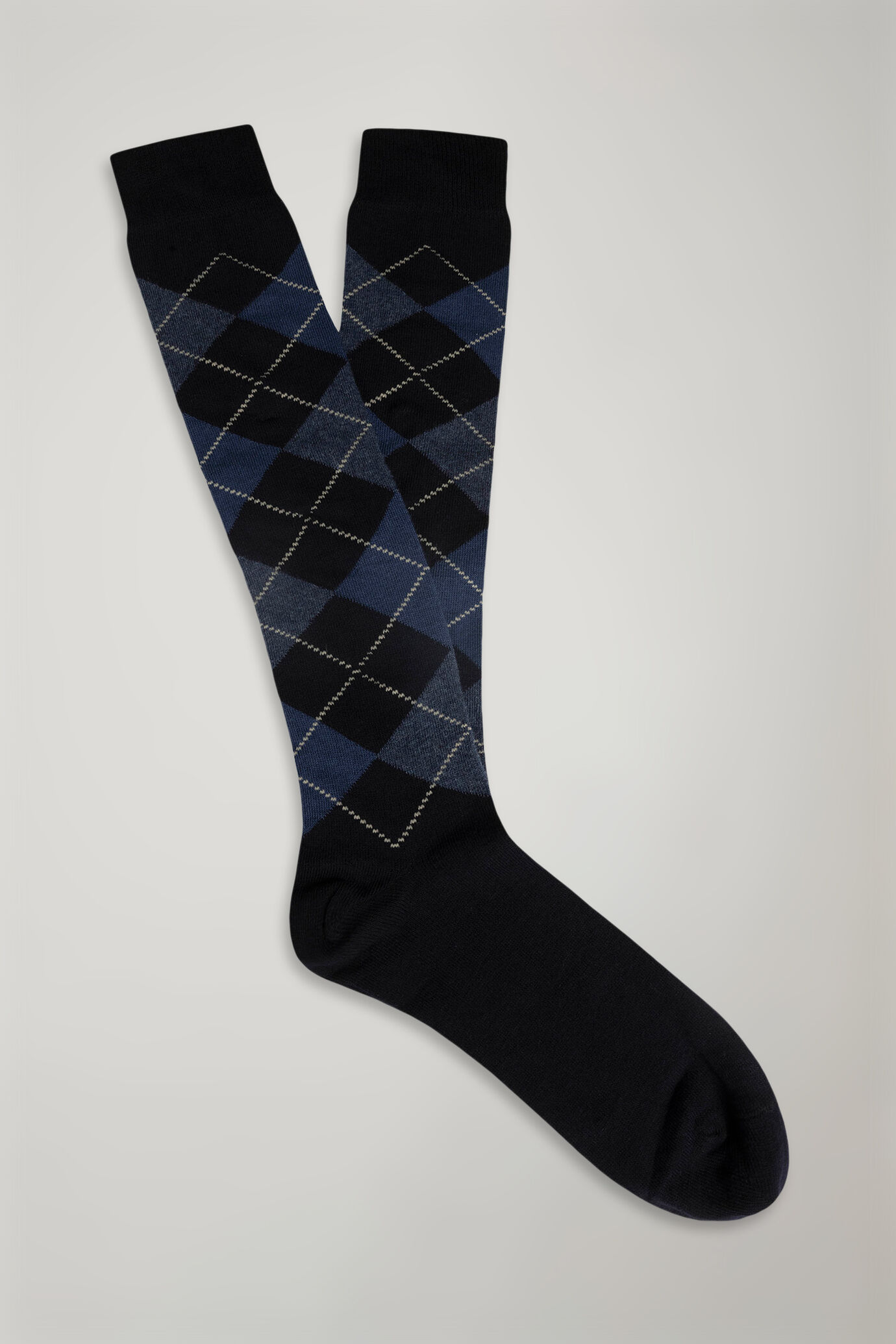 Lange Stricksocke mit Rautenmuster made in italy image number 0