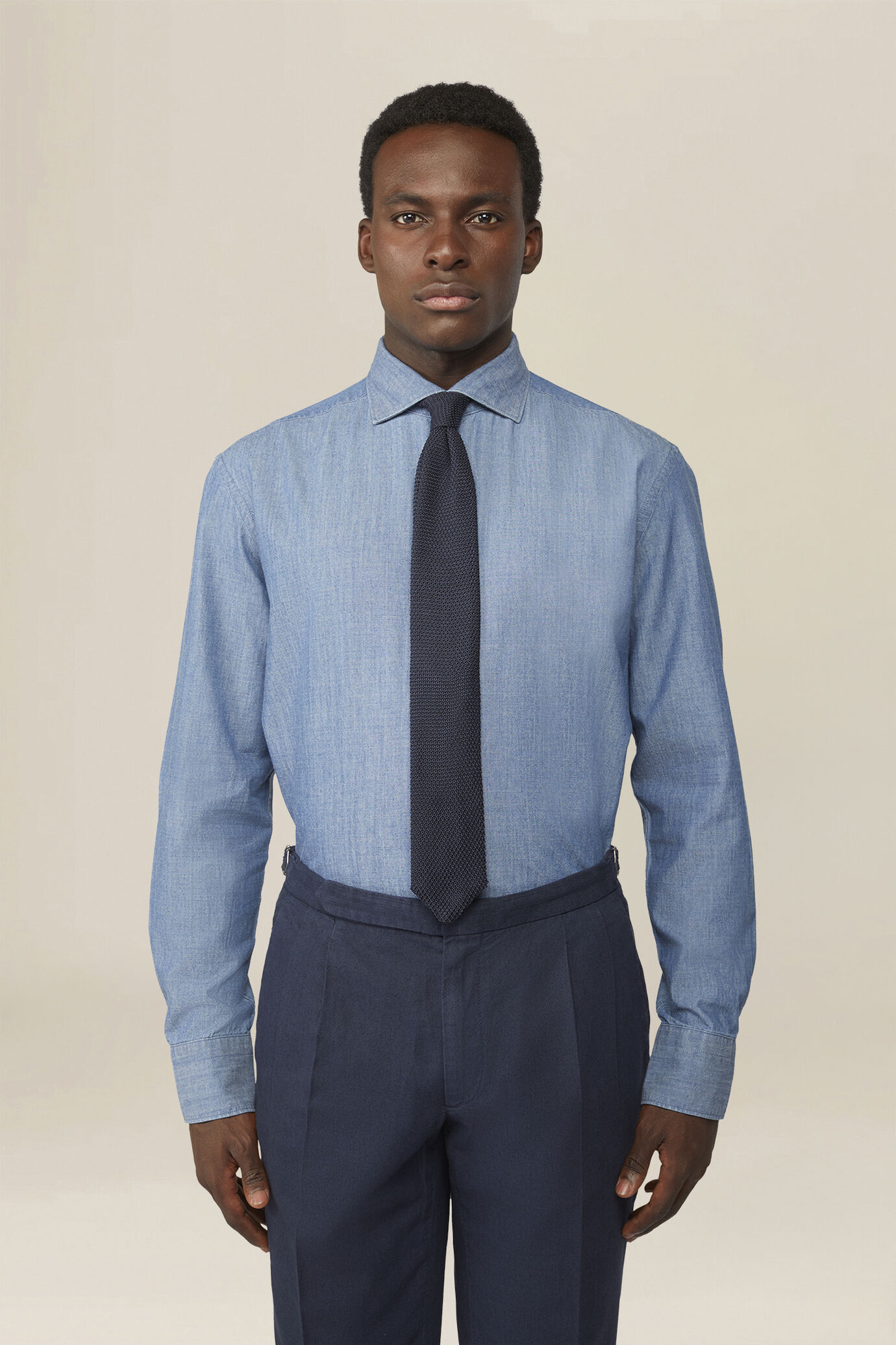 Men's regular fit shirt in 100% denim cotton image number 0