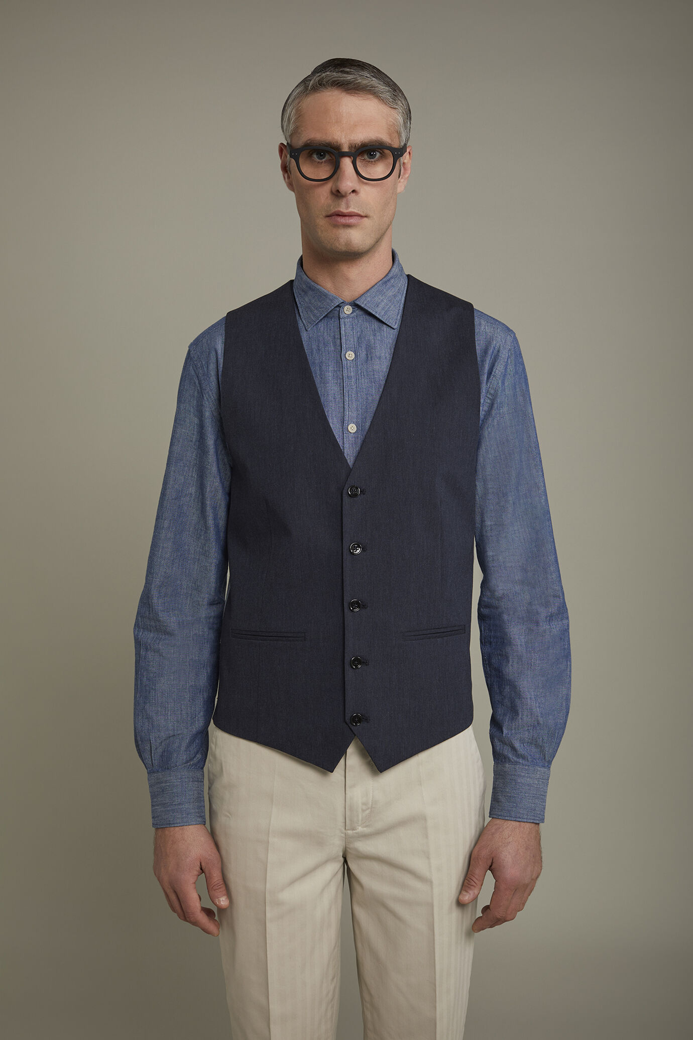 Men’s classic vest in flamed fabric regular fit image number 2