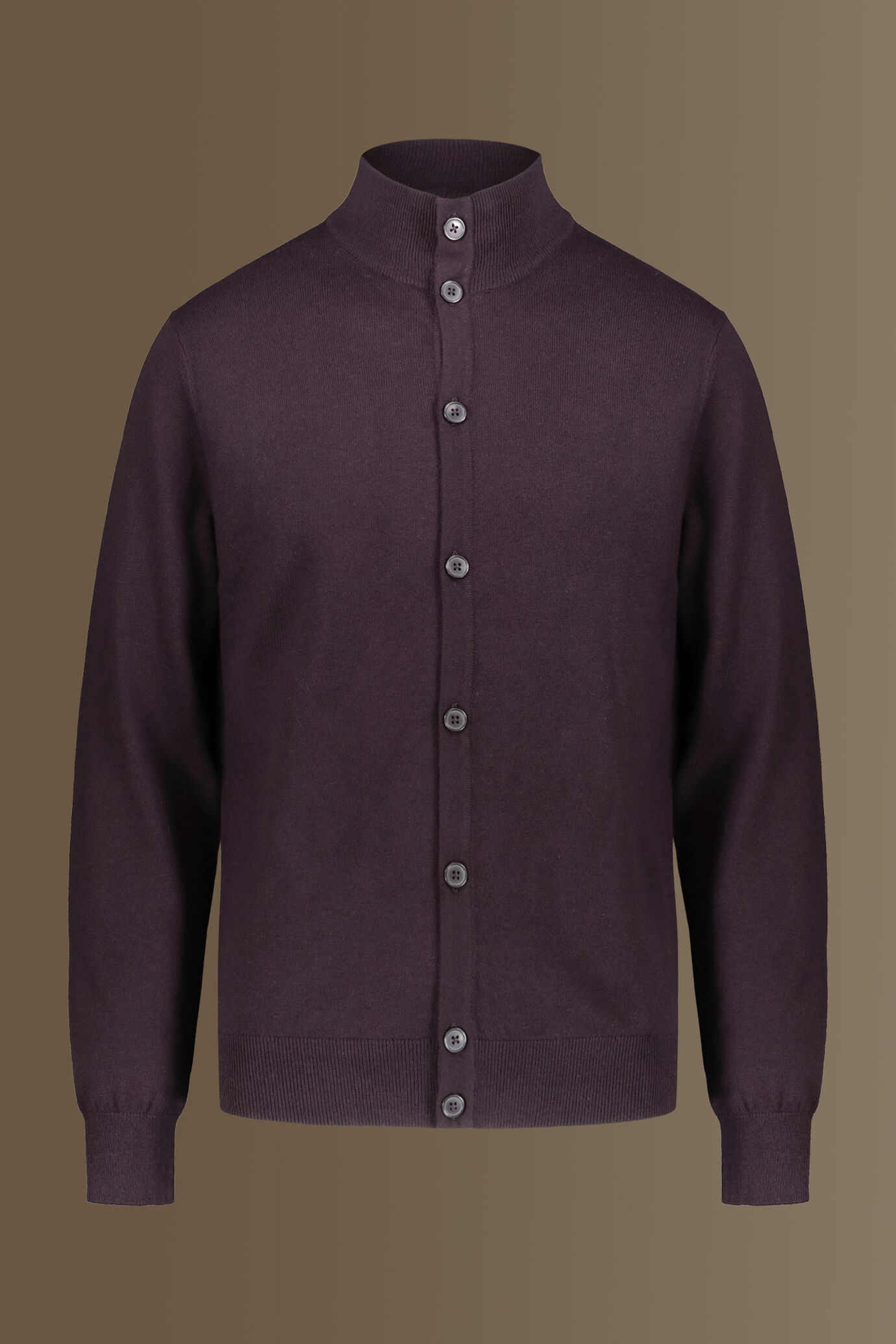 Cardigan with high collar in cotton -wool blend image number 3