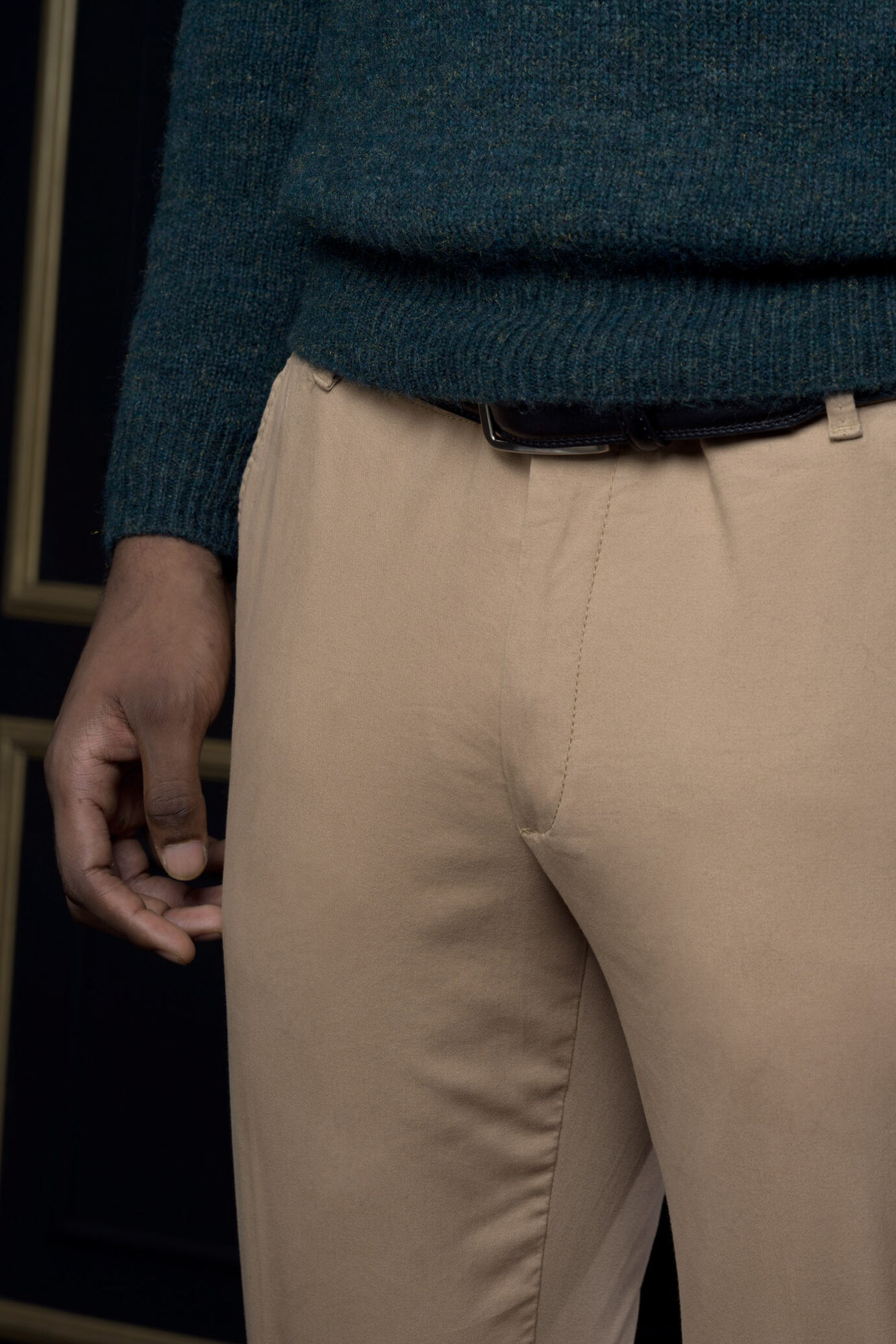 Pantaloni uomo chino elasticizzati tinta unita image number 1