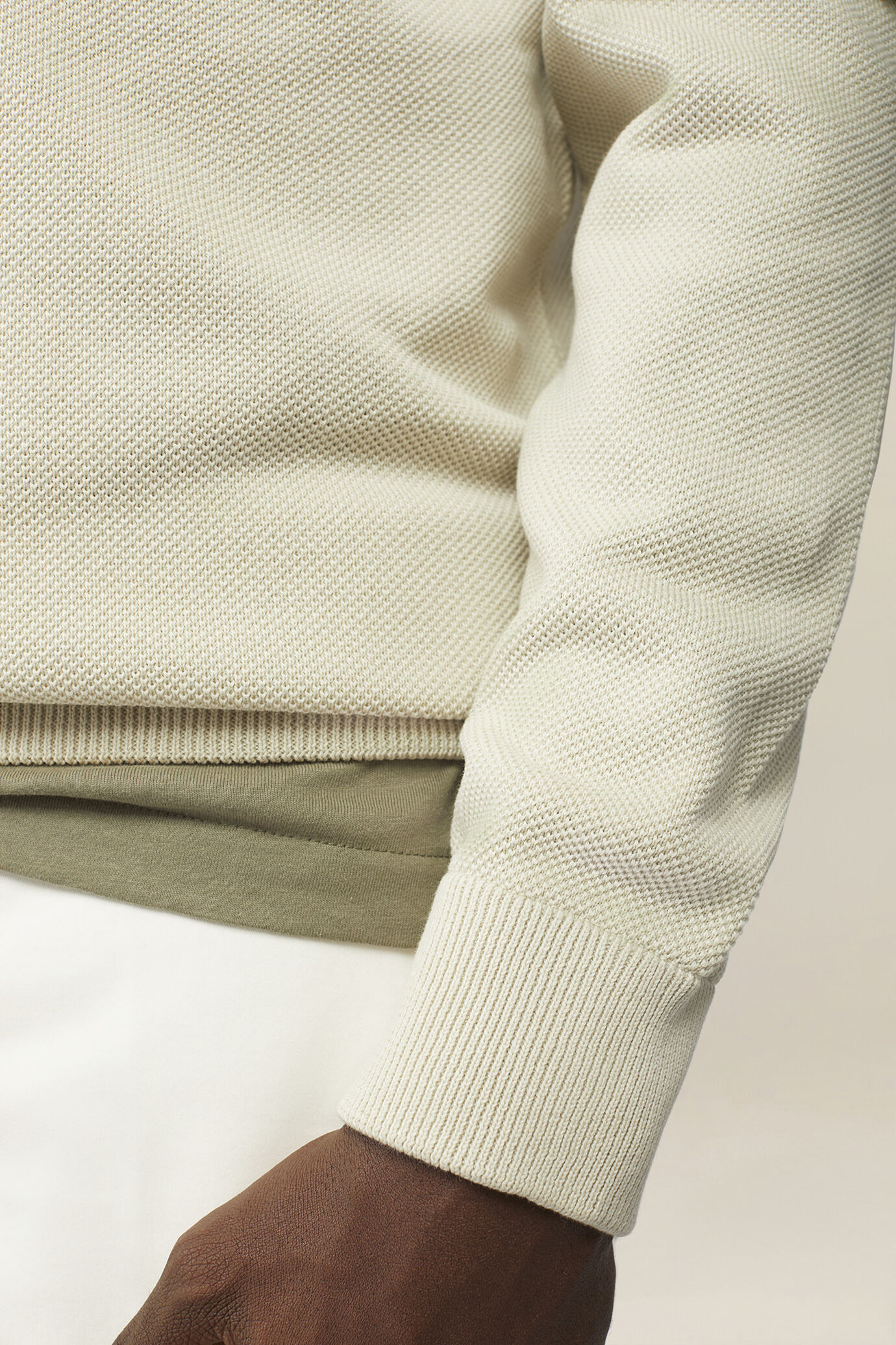 Herrenpullover mit Rundhalsausschnitt aus 100 % Baumwolle mit Reliefmuster image number 3