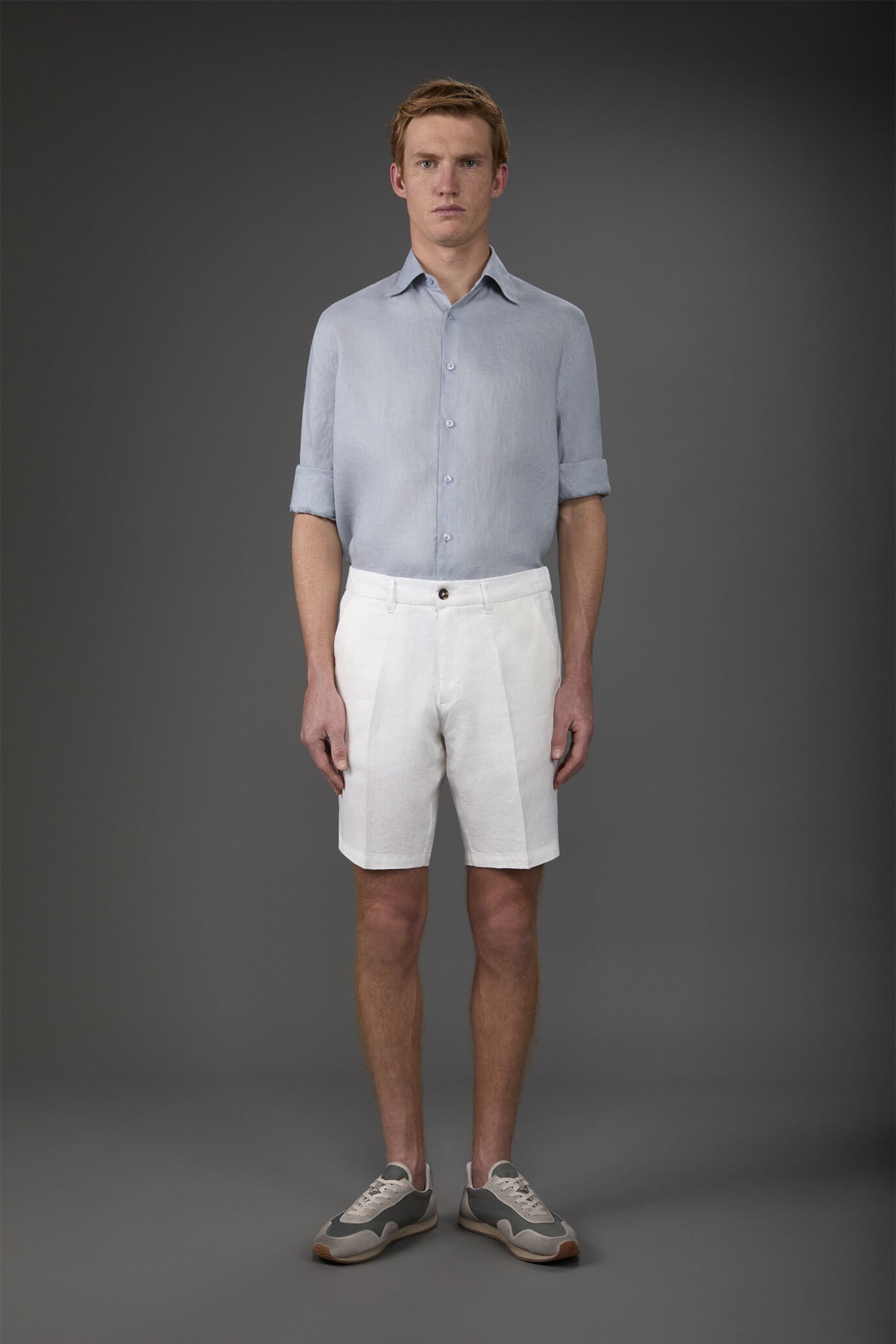 Herren-Bermudashorts mit Gummizug im Bund aus 100 % Leinen image number 1