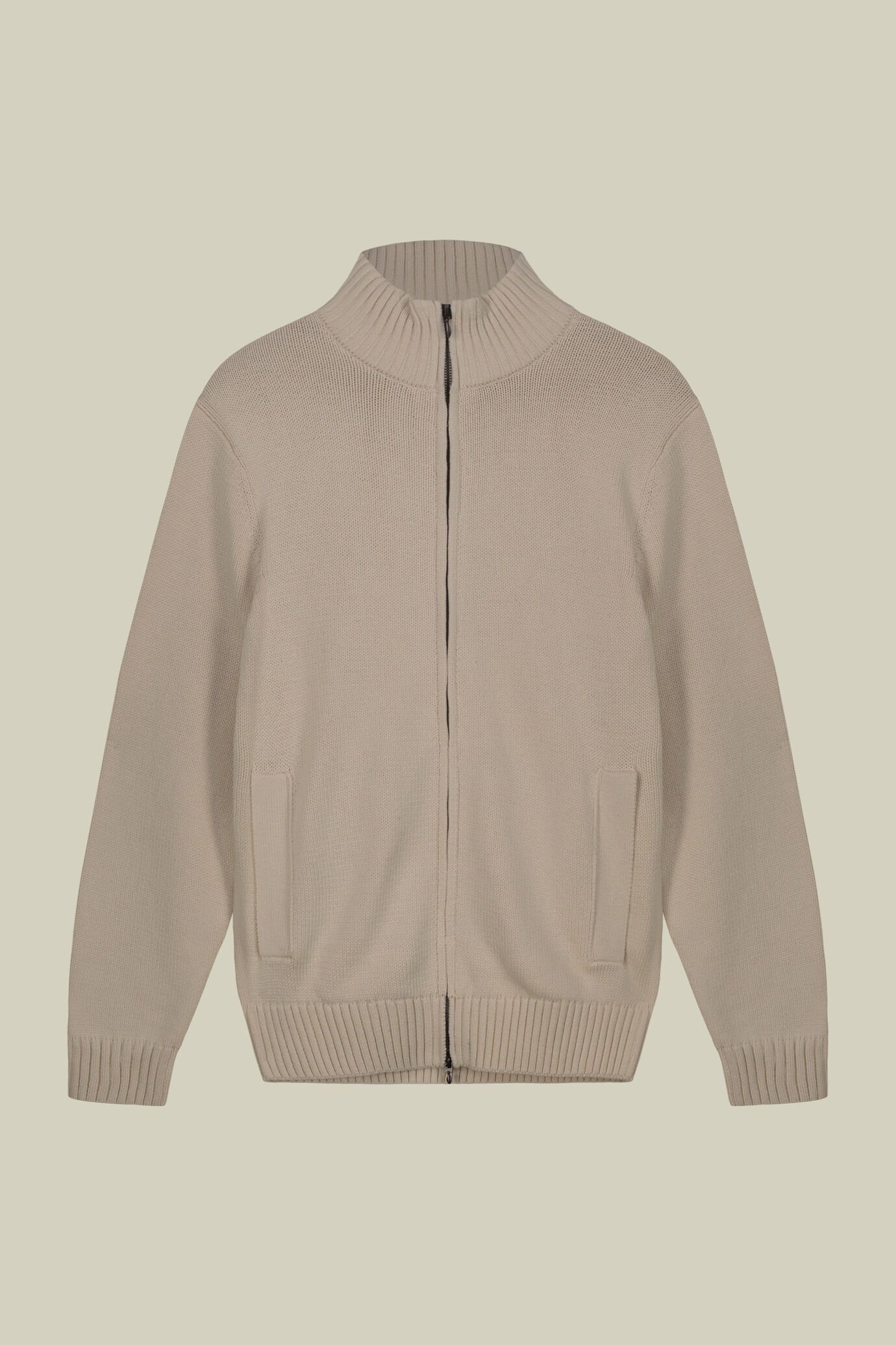 Cardigan pour homme 100 % coton avec fermeture à glissière coupe regular fit