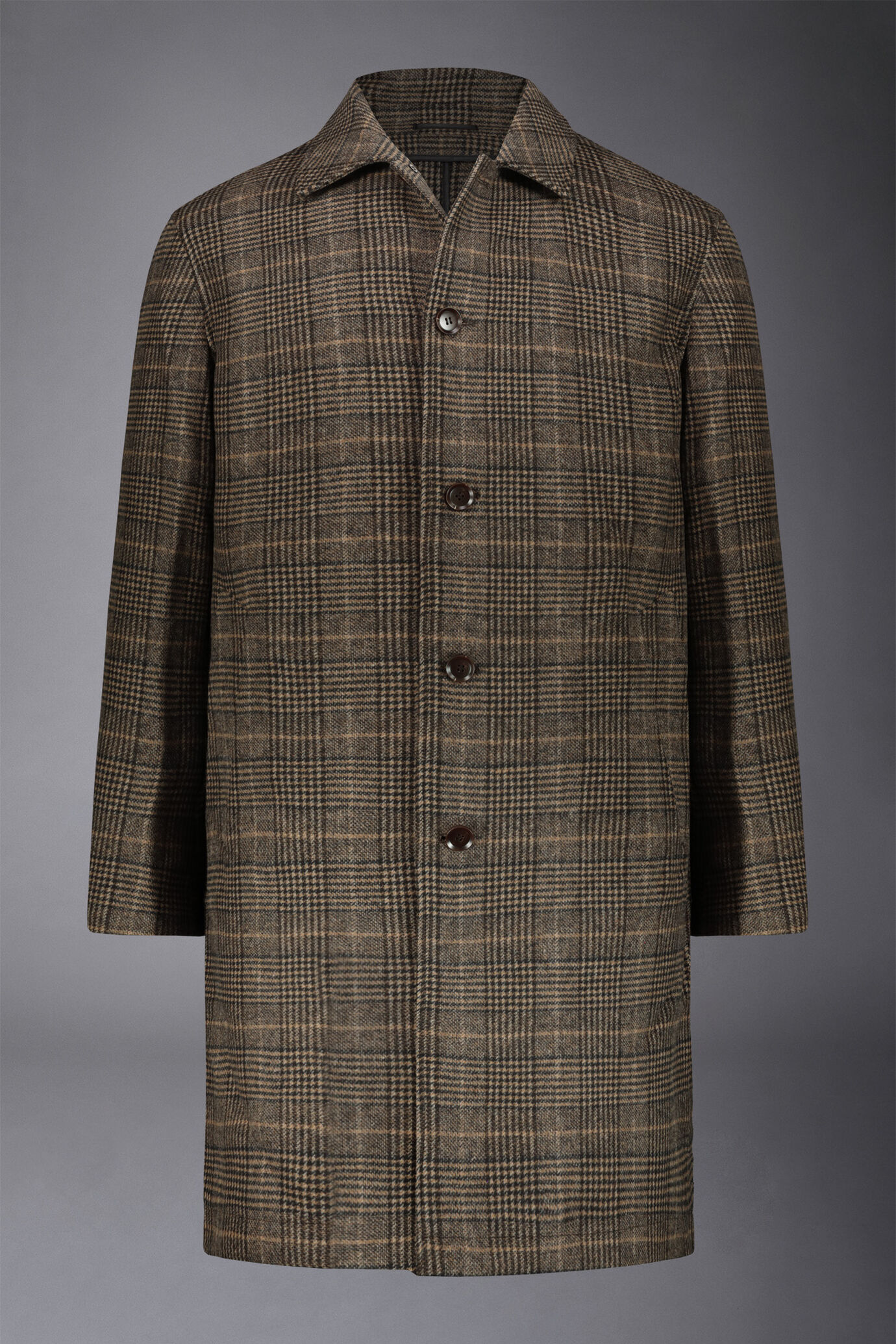 Men's wool-blend single-breasted checked loden coat image number 4