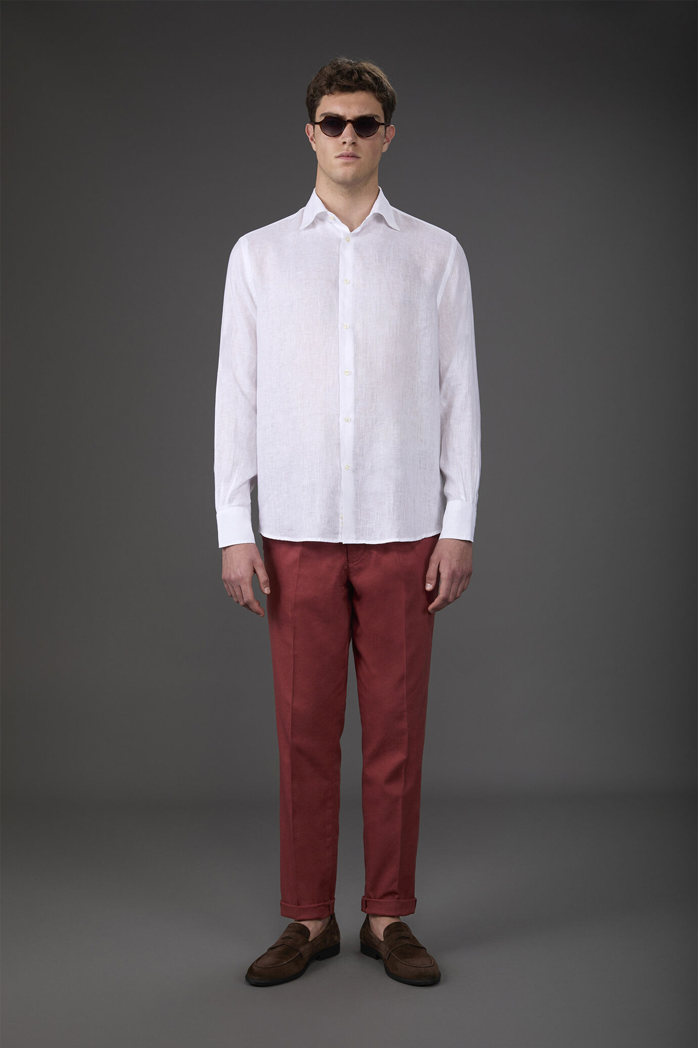 Men's casual shirt with classic collar, 100% linen image number 2