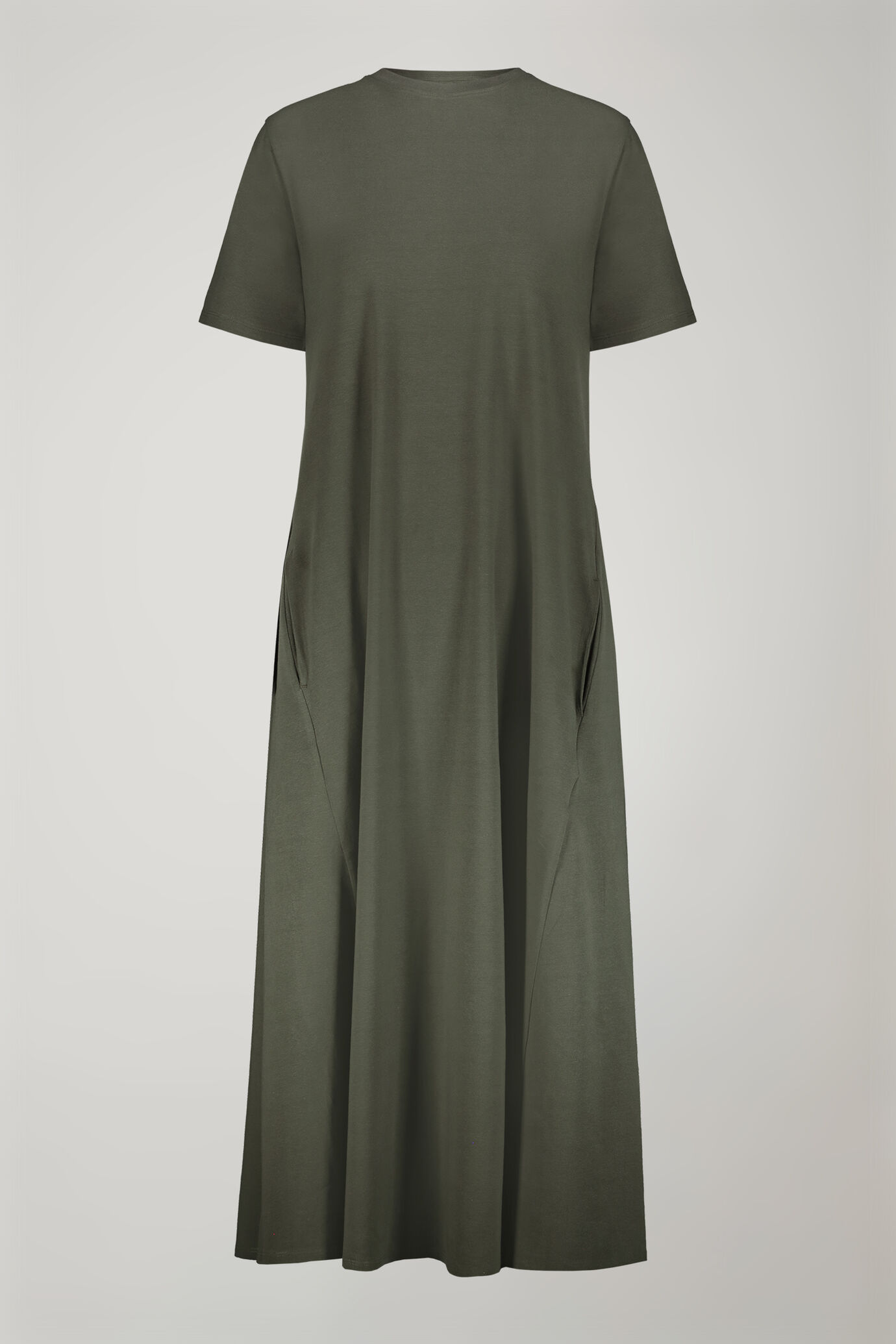 Midikleid mit Rundhalsausschnitt und kurzen Ärmeln aus Stretch-Baumwolljersey in normaler Passform image number 4