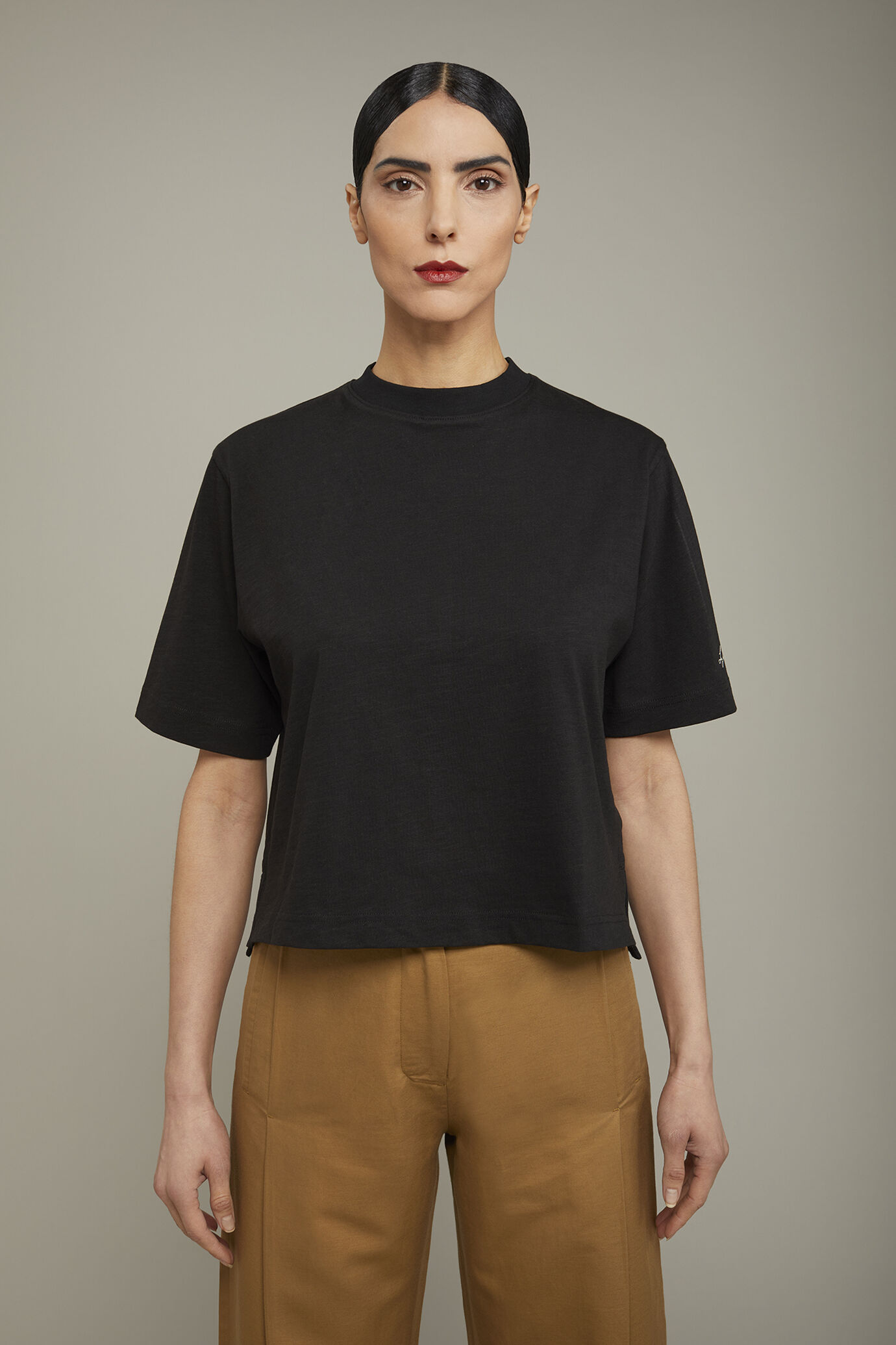T-Shirt donna girocollo 100% cotone regular fit image number 2