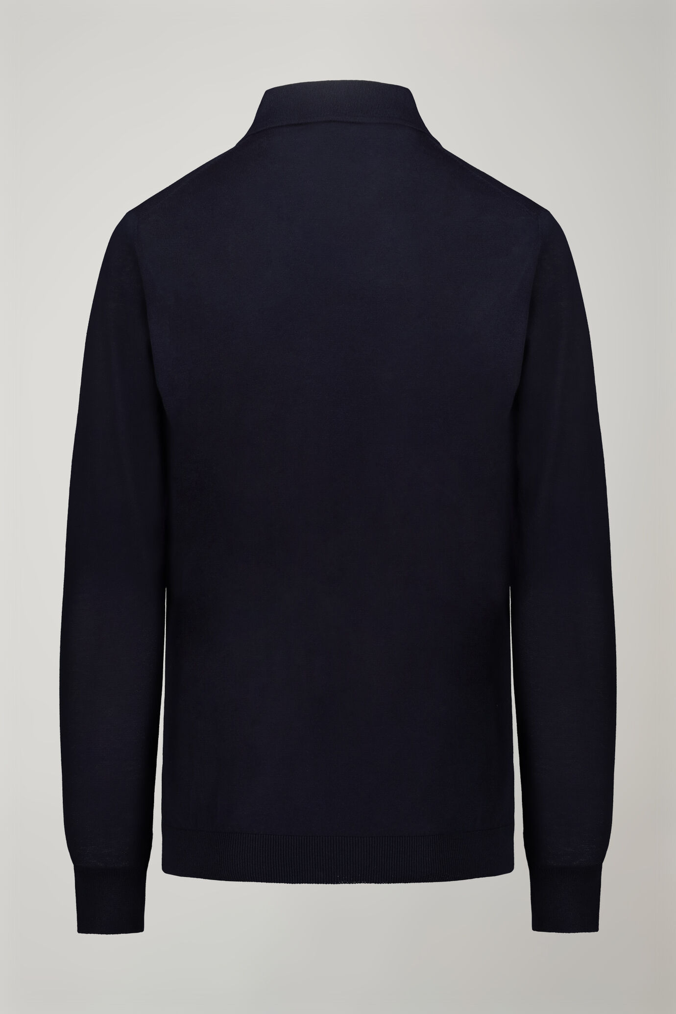 Herren-Poloshirt mit V-Ausschnitt aus 100 % Baumwollstrick und langen Ärmeln in normaler Passform image number 7