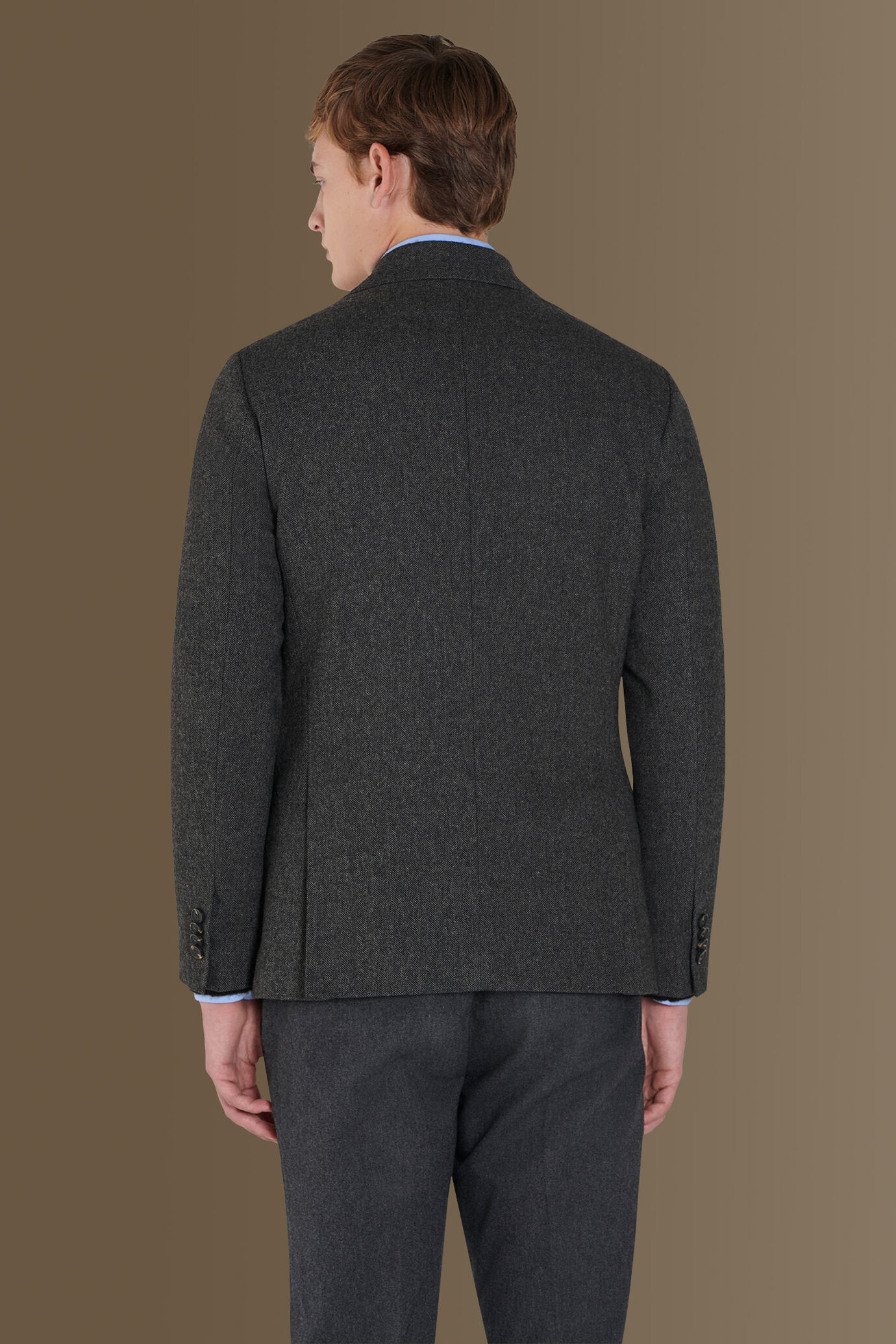 Giacca monopetto con tessuto spigato image number 3