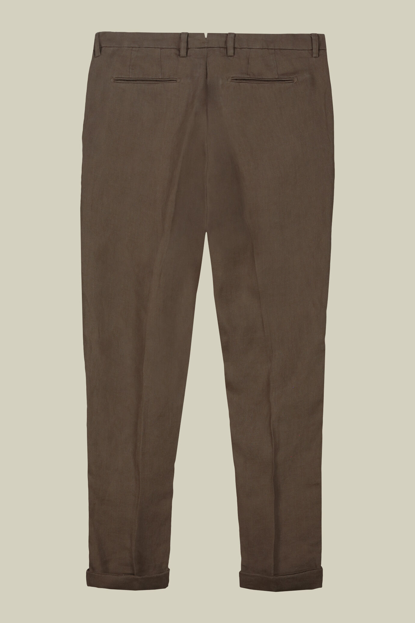 Pantalone uomo 100% lino con due piccole pinces e bottone nascosto image number 5