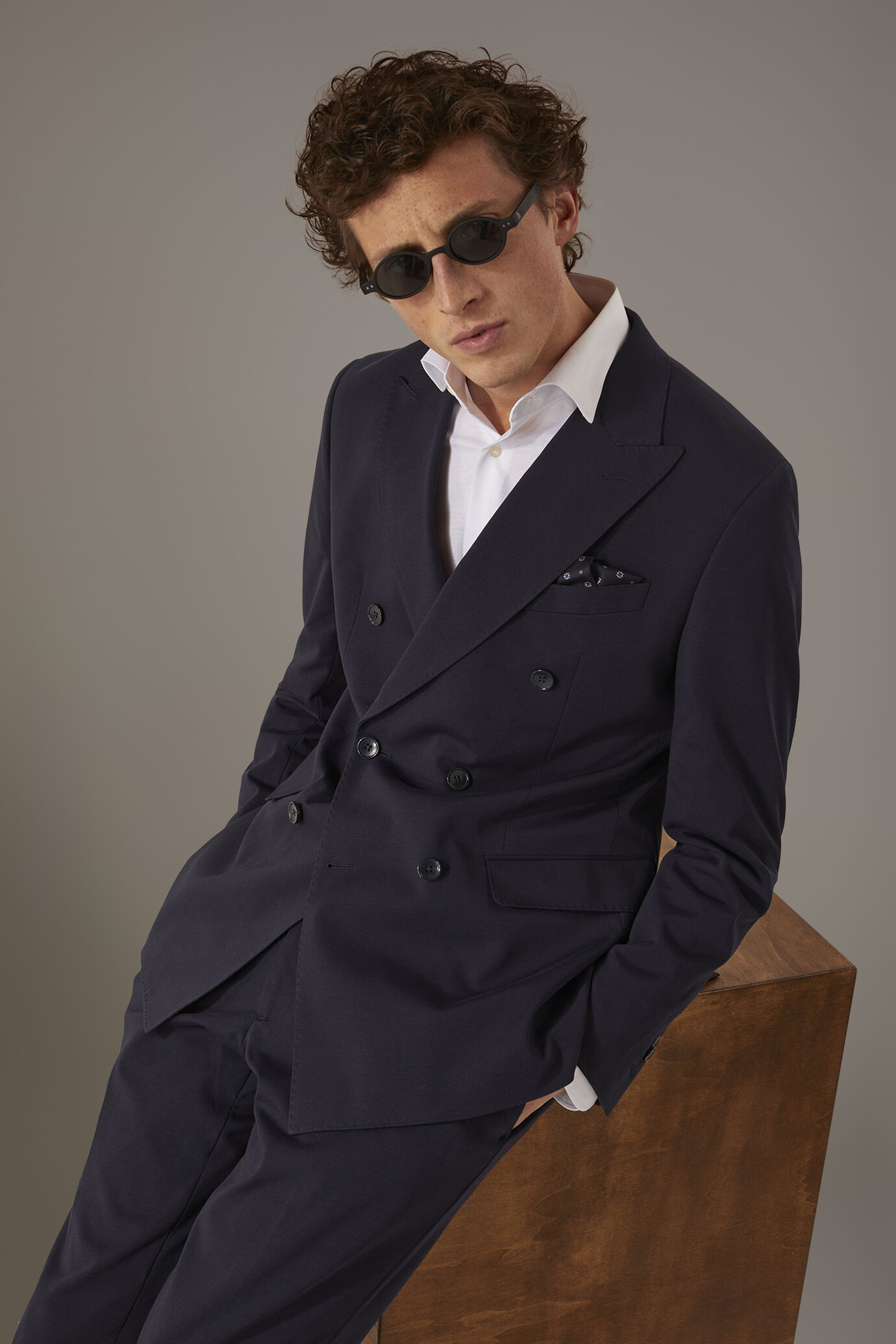 Double breasted jersey jacket with flap pocket image number 0