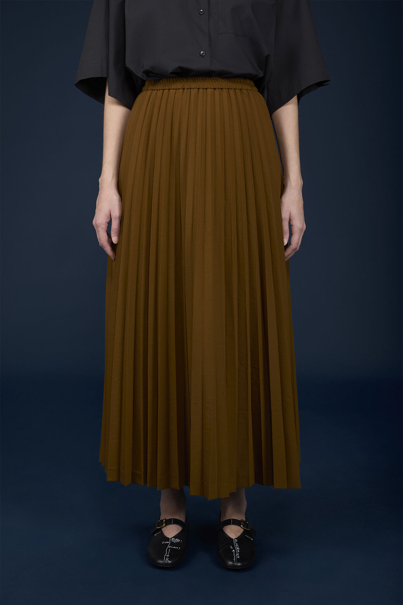 Pleated single-colour lonquette skirt image number 1