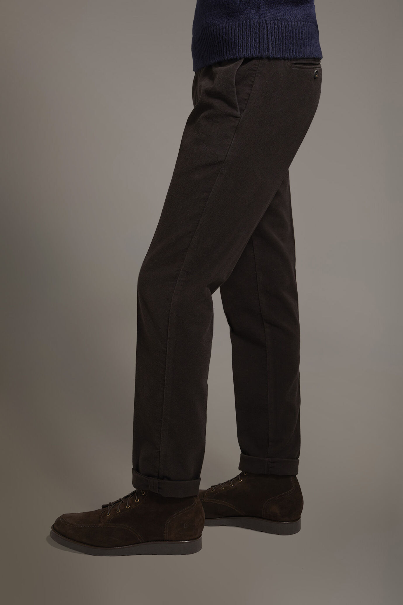 Regular fit chino trousers in moleskin fabric image number 3