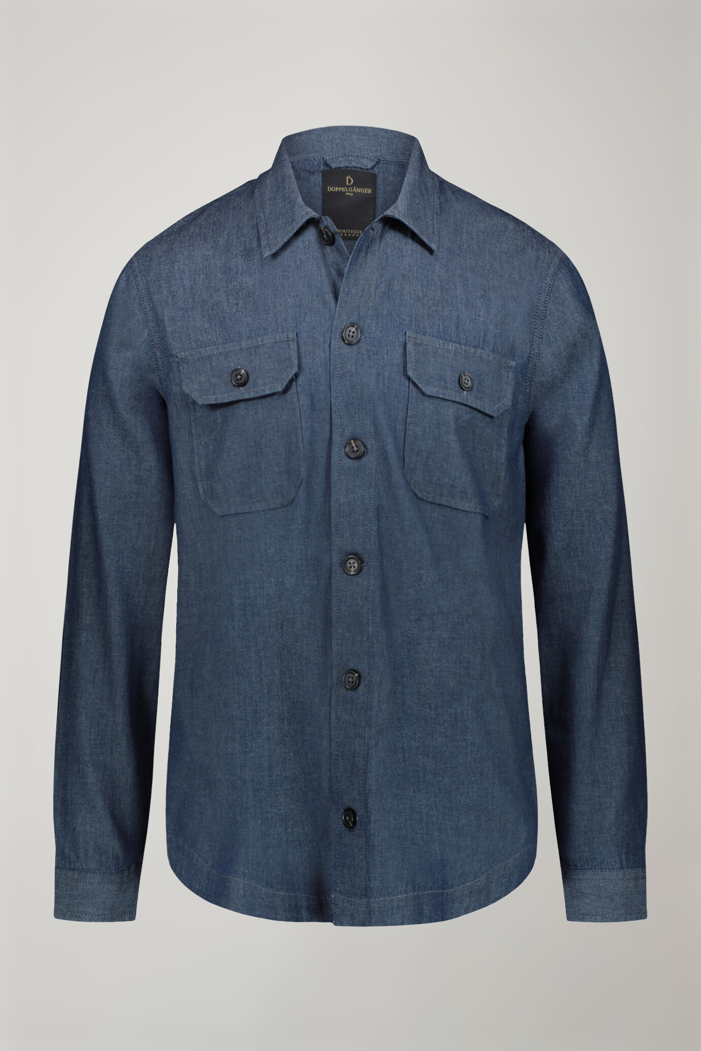 Overshirt uomo in twill elasticizzato collo francese image number 0